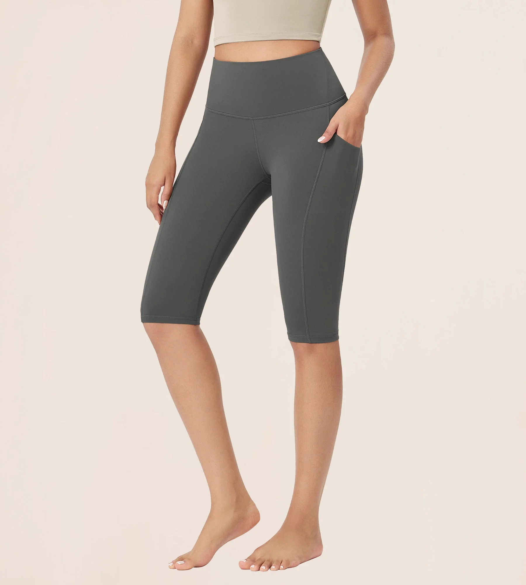 14" ODLEX High Waist Workout Yoga Capri Leggings with Pockets
