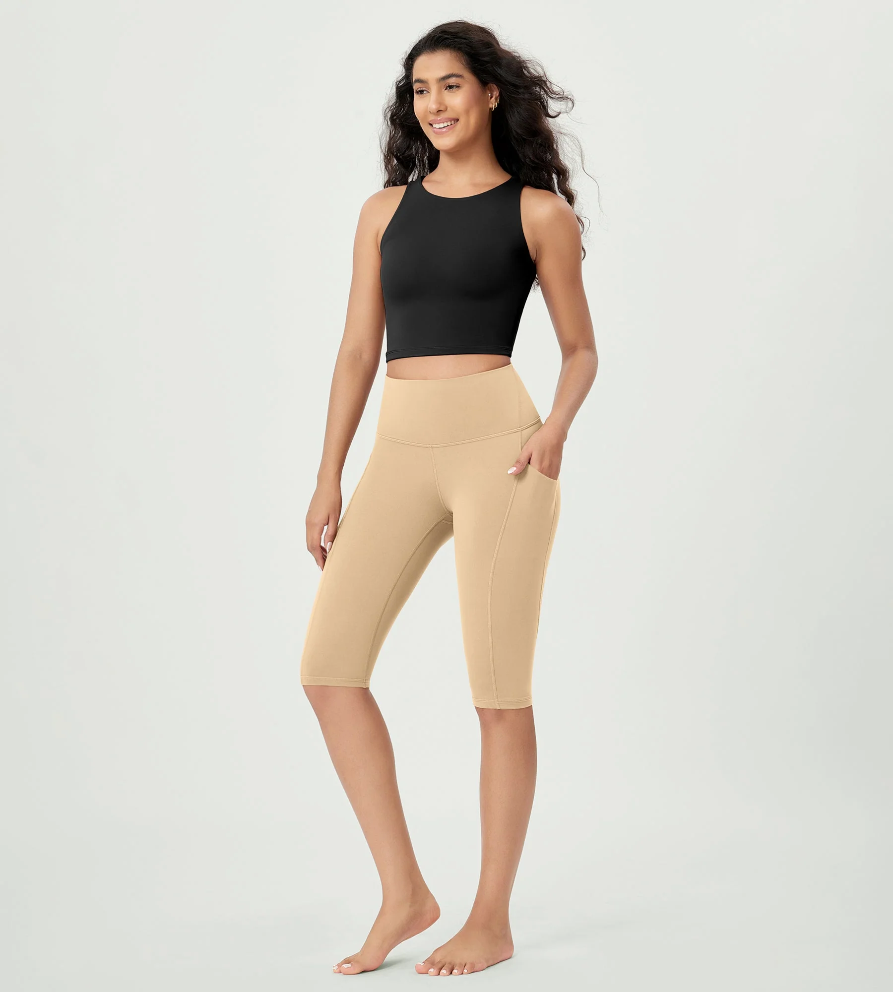 14" ODLEX High Waist Workout Yoga Capri Leggings with Pockets - Image 11