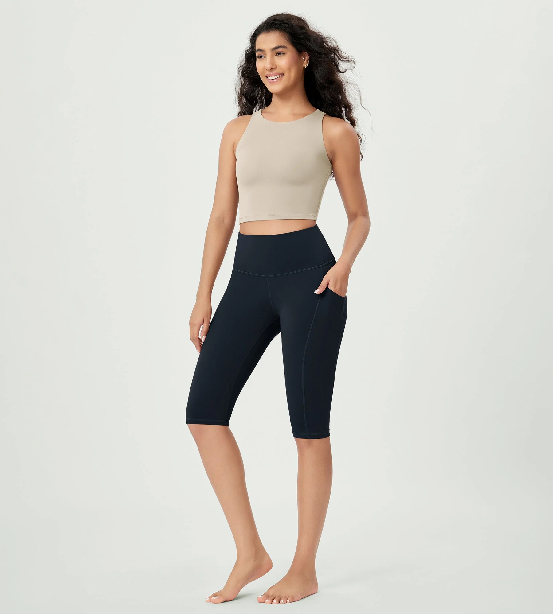 14" ODLEX High Waist Workout Yoga Capri Leggings with Pockets - Image 19