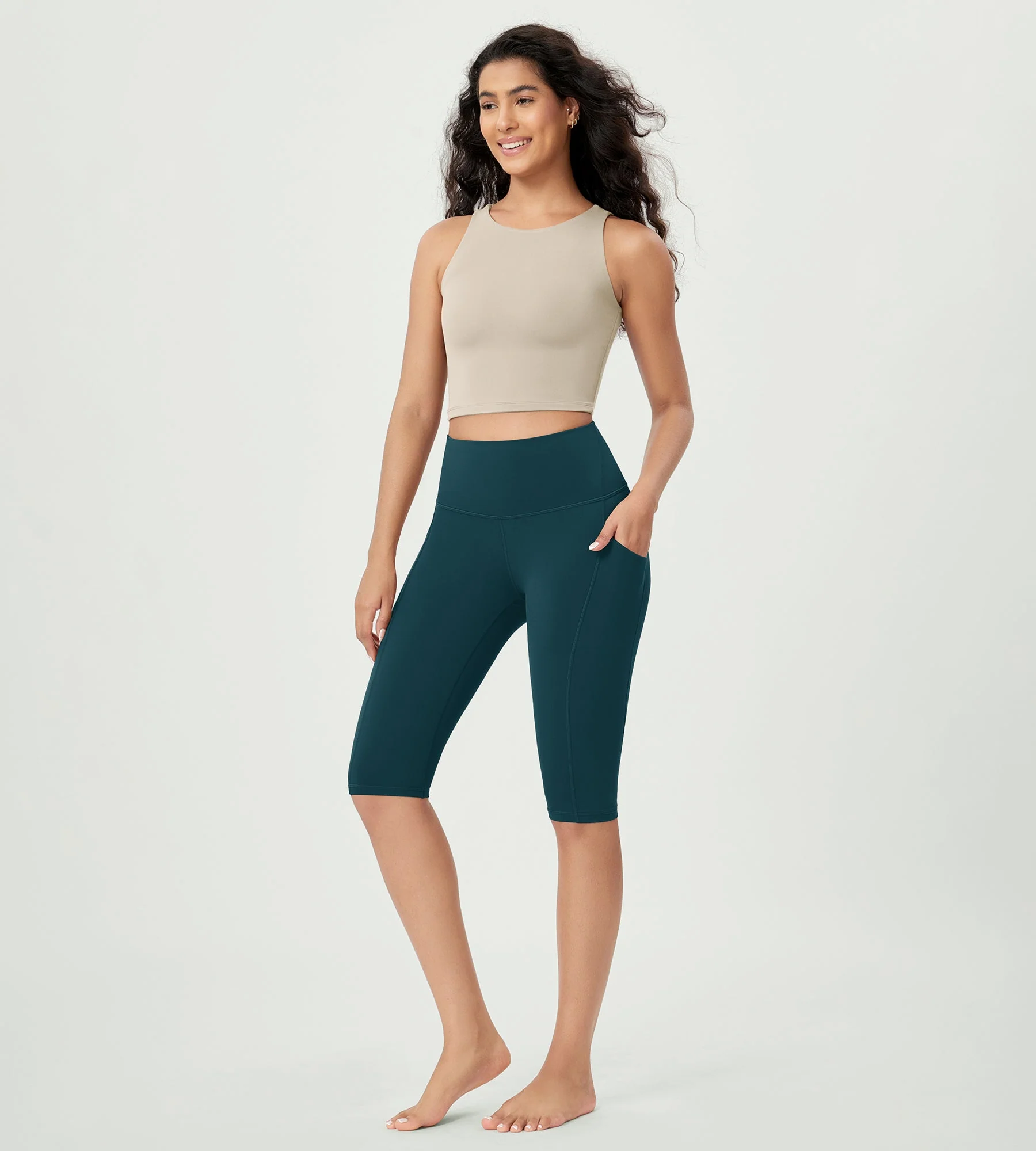 14" ODLEX High Waist Workout Yoga Capri Leggings with Pockets - Image 23
