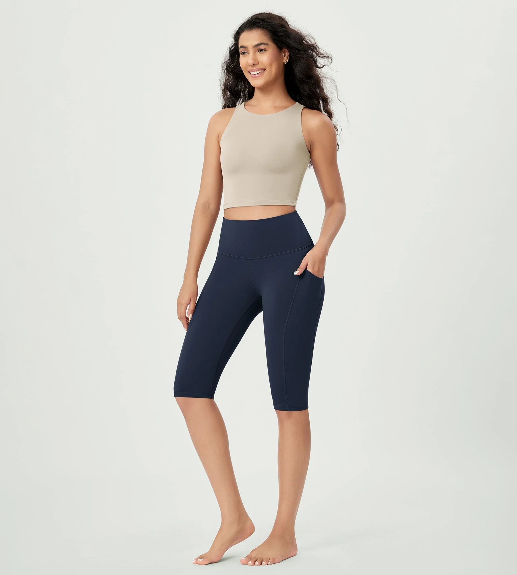 14" ODLEX High Waist Workout Yoga Capri Leggings with Pockets - Image 27