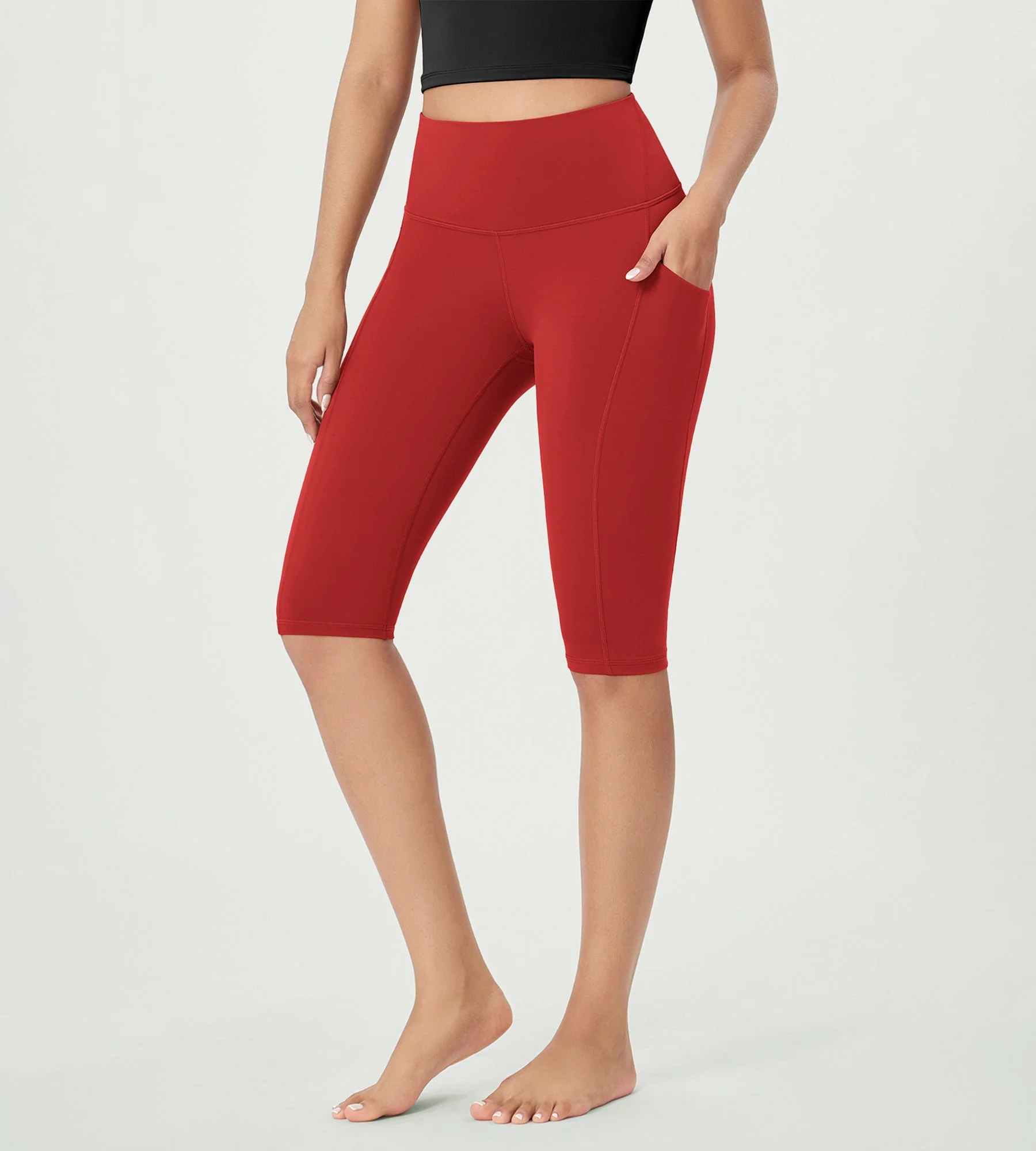 14" ODLEX High Waist Workout Yoga Capri Leggings with Pockets - Image 36