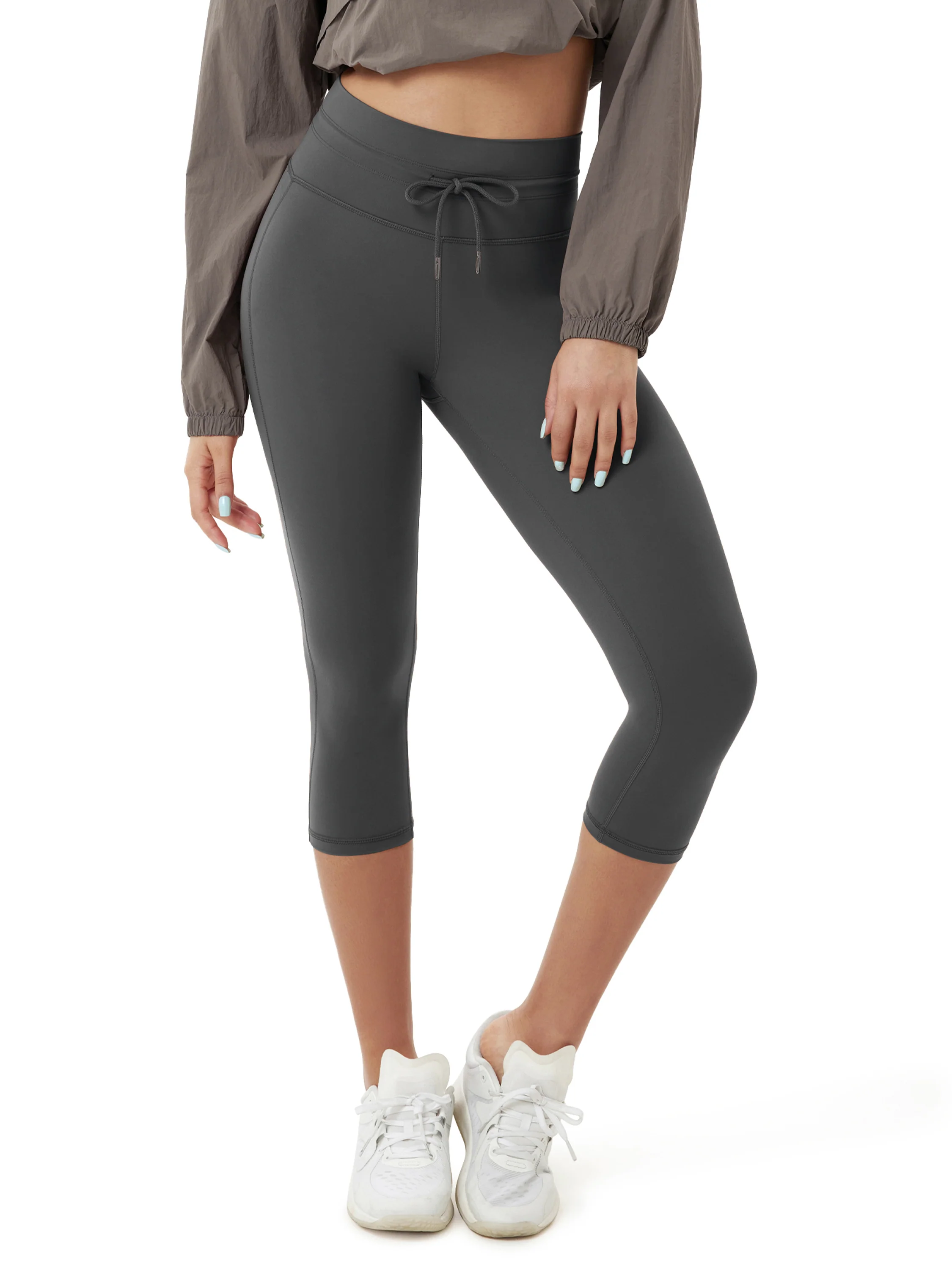 ODODOS ODLIFT 19" Inseam High Waist Drawstring Tie Capris Leggings - Image 6