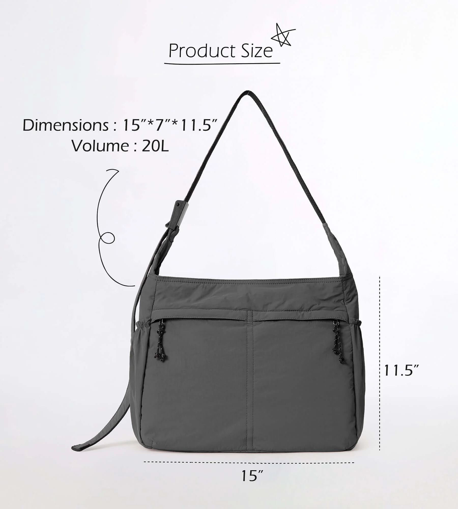 20L Crossbody Large Capacity Lightweight Hobo Shoulder Sling Bag - Image 26