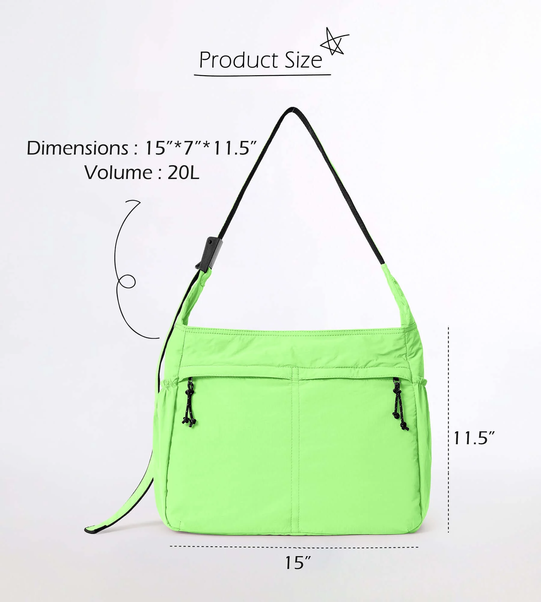 20L Crossbody Large Capacity Lightweight Hobo Shoulder Sling Bag - Image 65