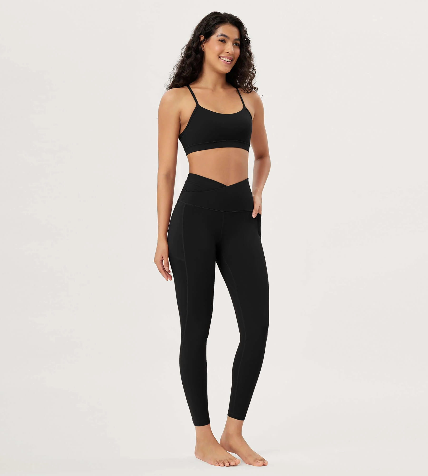 25" / 28" Gathered Crossover Lounge Yoga Leggings with Pockets - Image 4