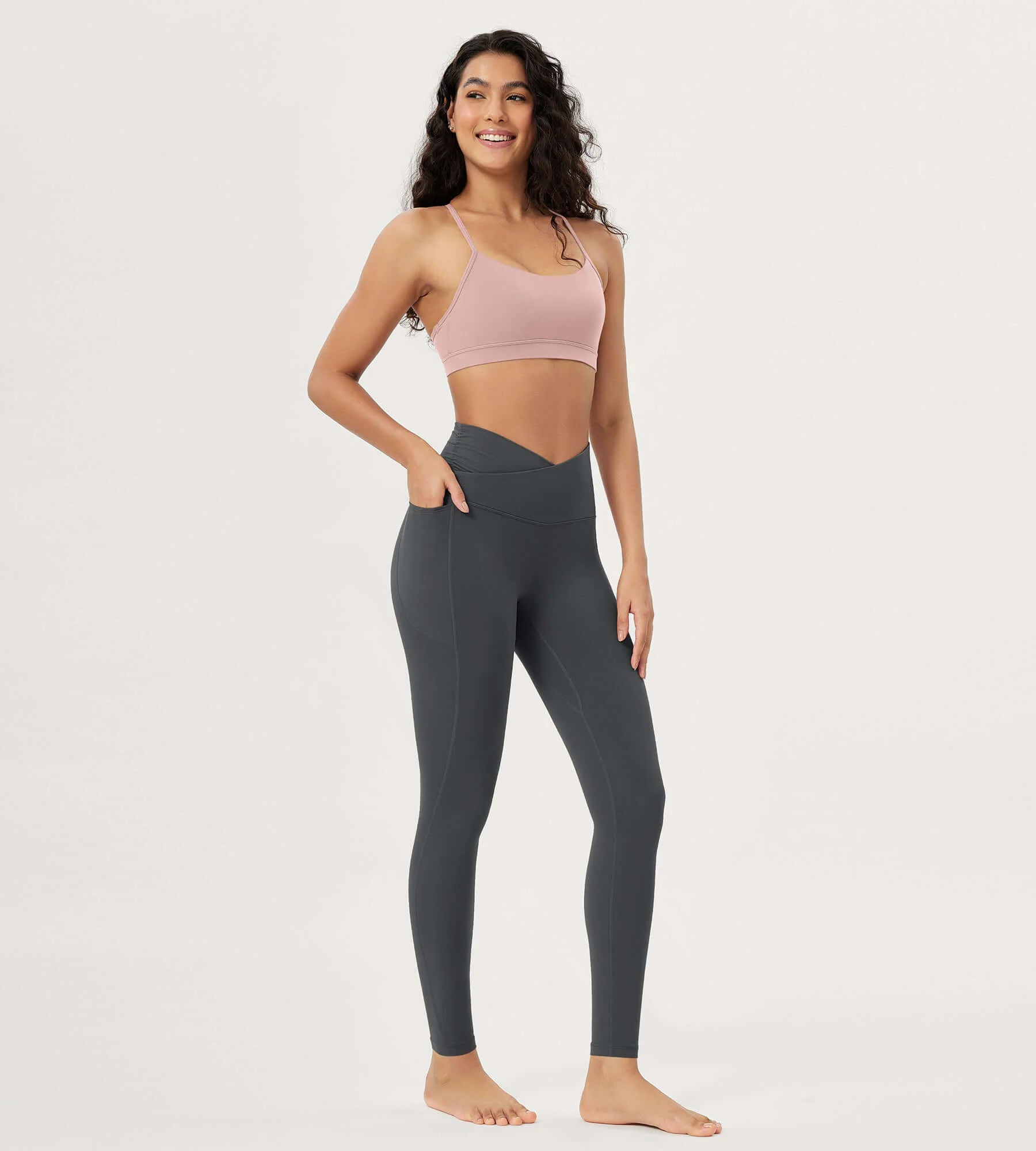 25" / 28" Gathered Crossover Lounge Yoga Leggings with Pockets - Image 48