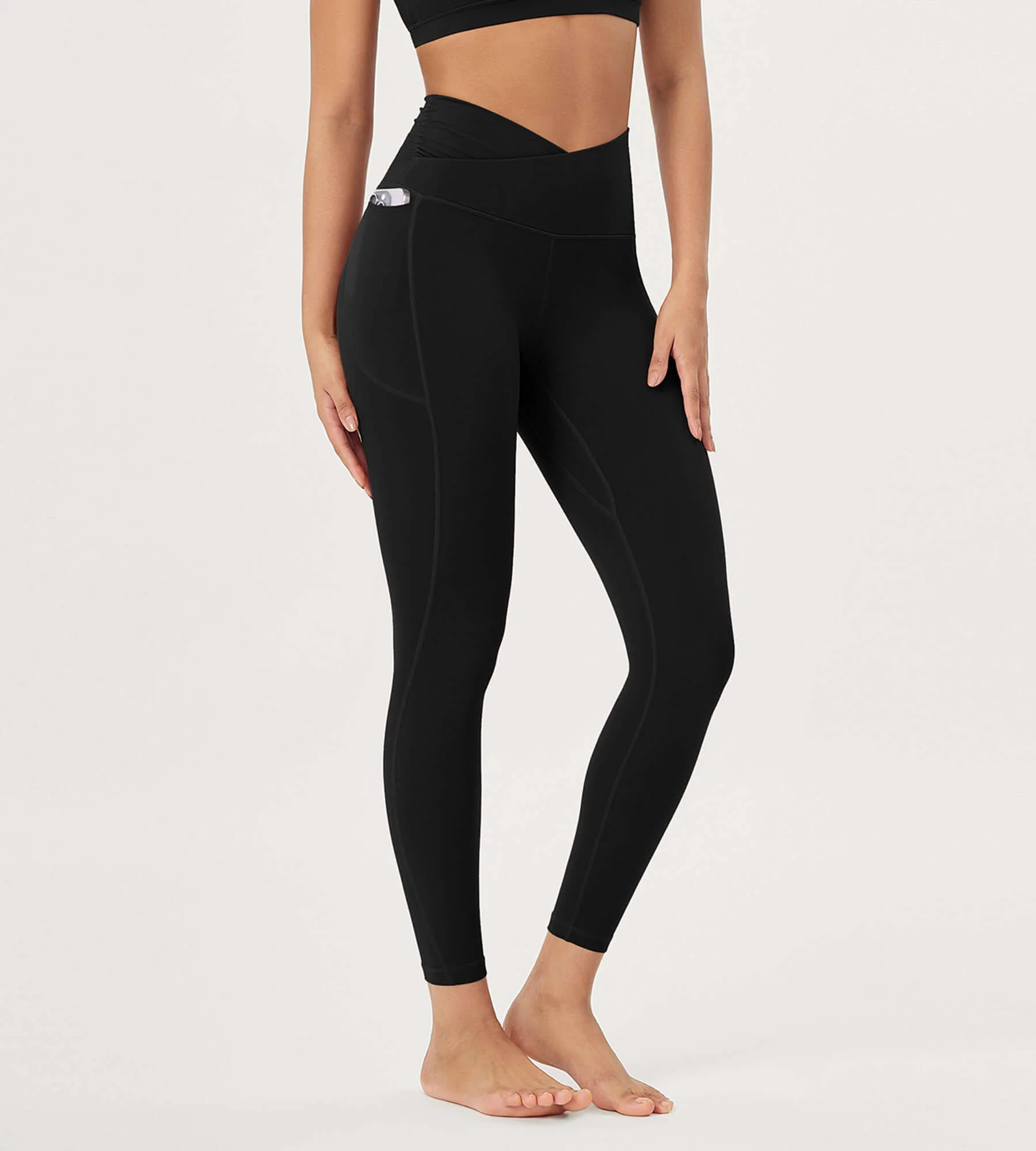 25" / 28" Gathered Crossover Lounge Yoga Leggings with Pockets - Image 7