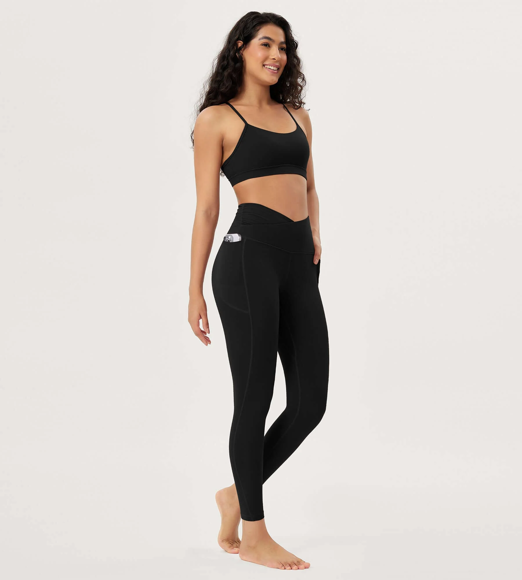 25" / 28" Gathered Crossover Lounge Yoga Leggings with Pockets - Image 8