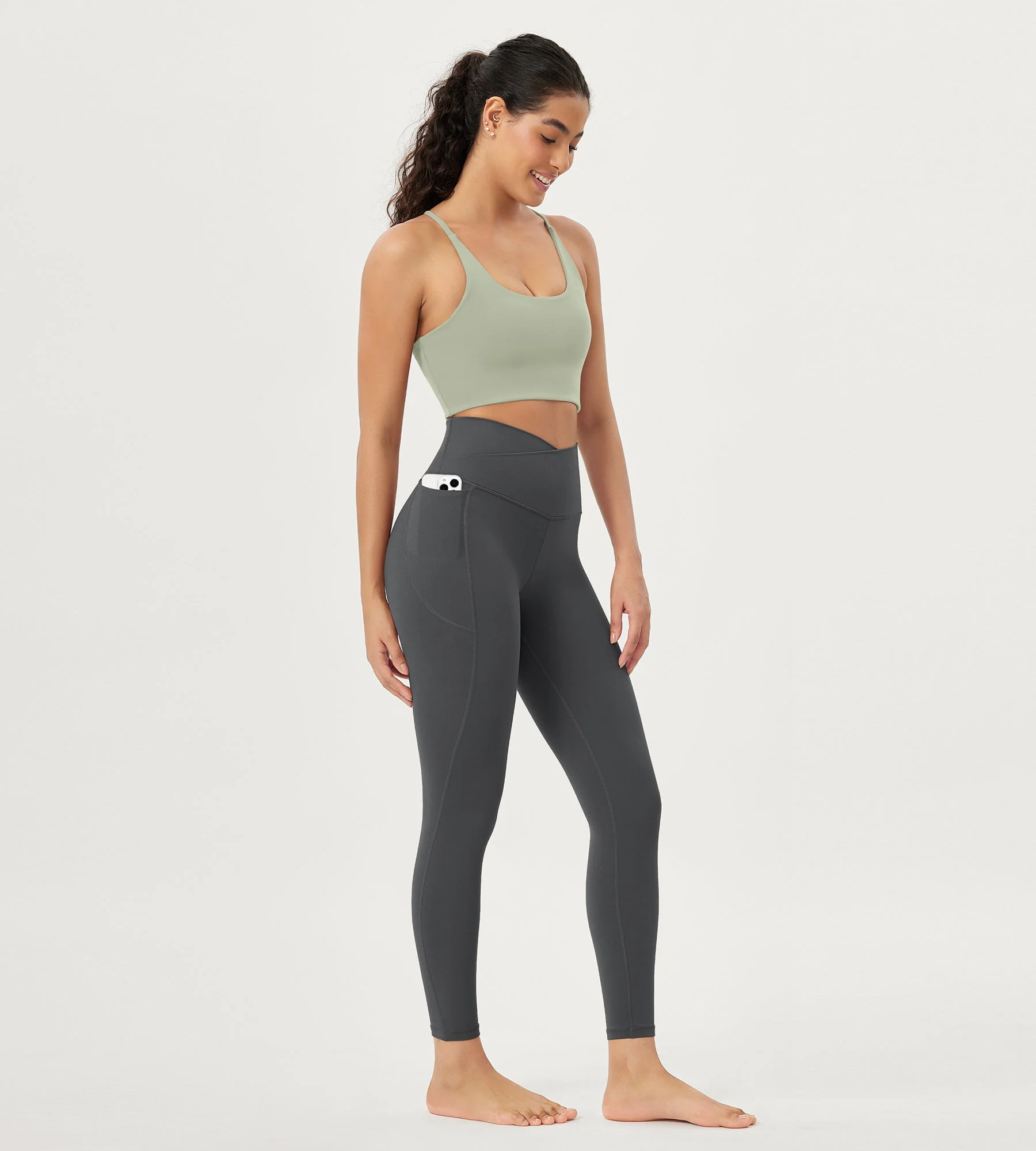 25" Crossover 7/8 V High Wasit Lounge Leggings with Pockets - Image 12