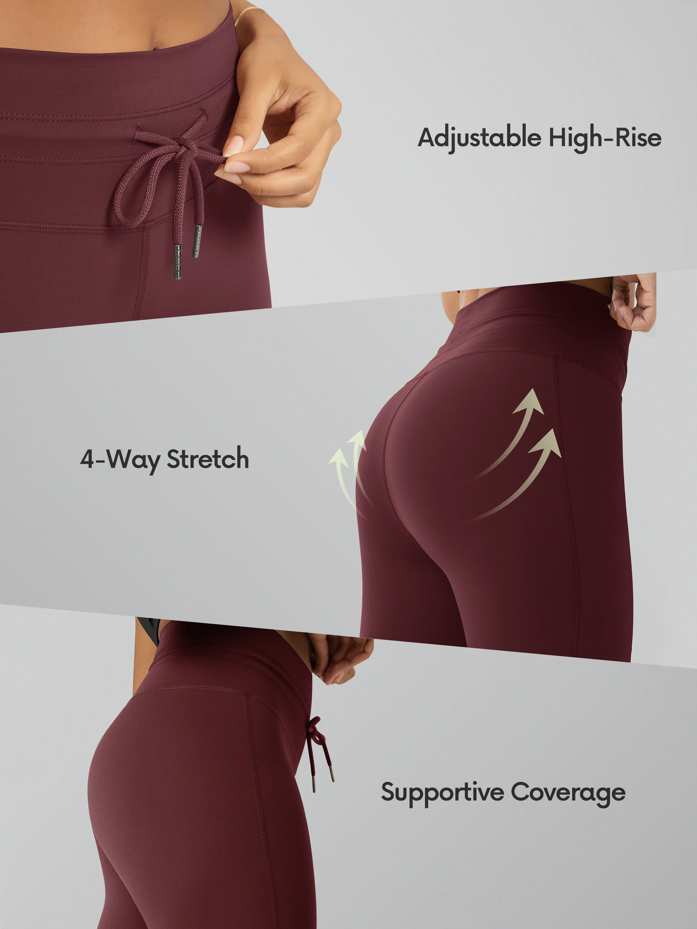 25" High Waist Workout Yoga Pants with Drawstring Tie - Image 18