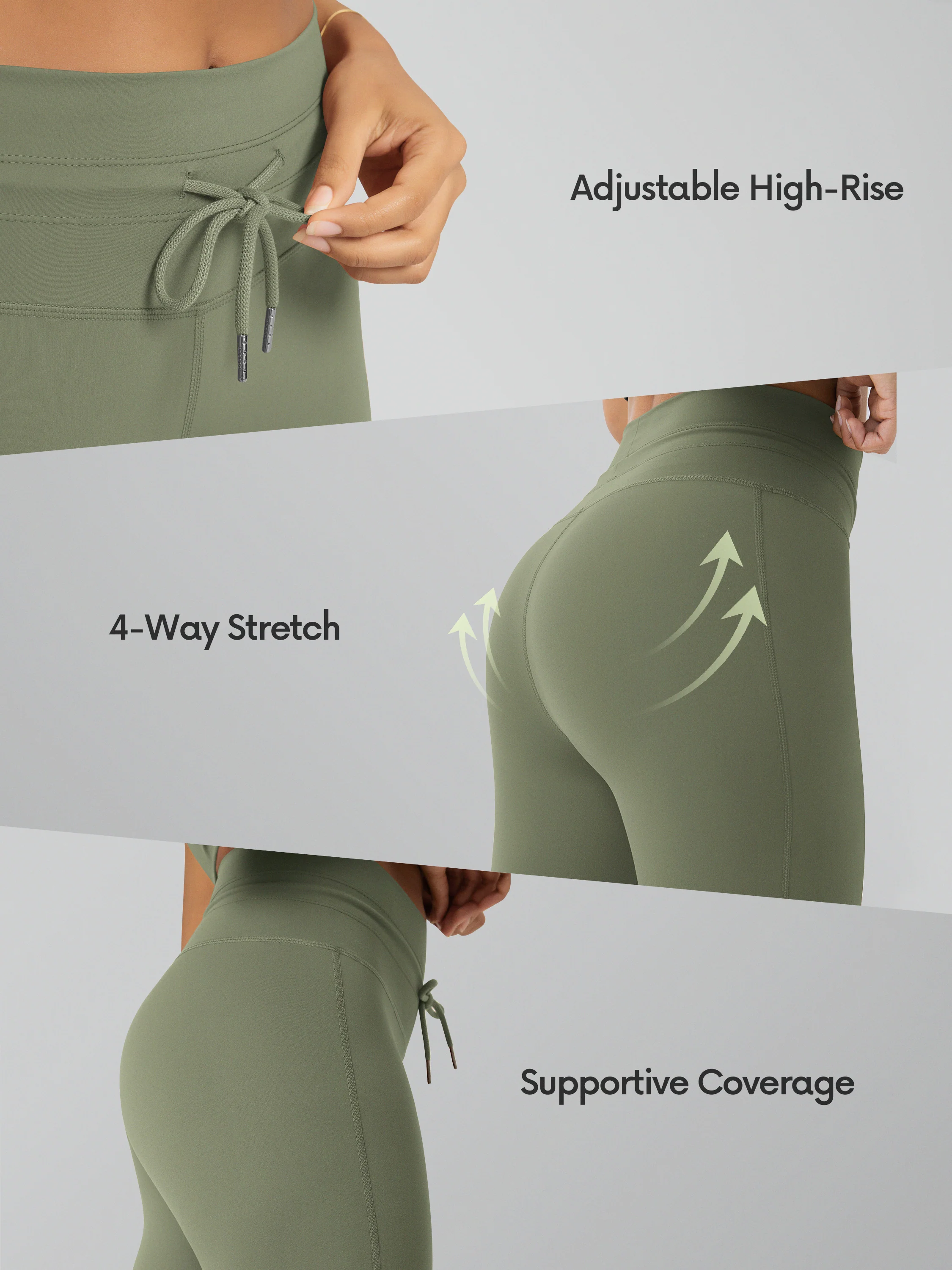 25" High Waist Workout Yoga Pants with Drawstring Tie - Image 28