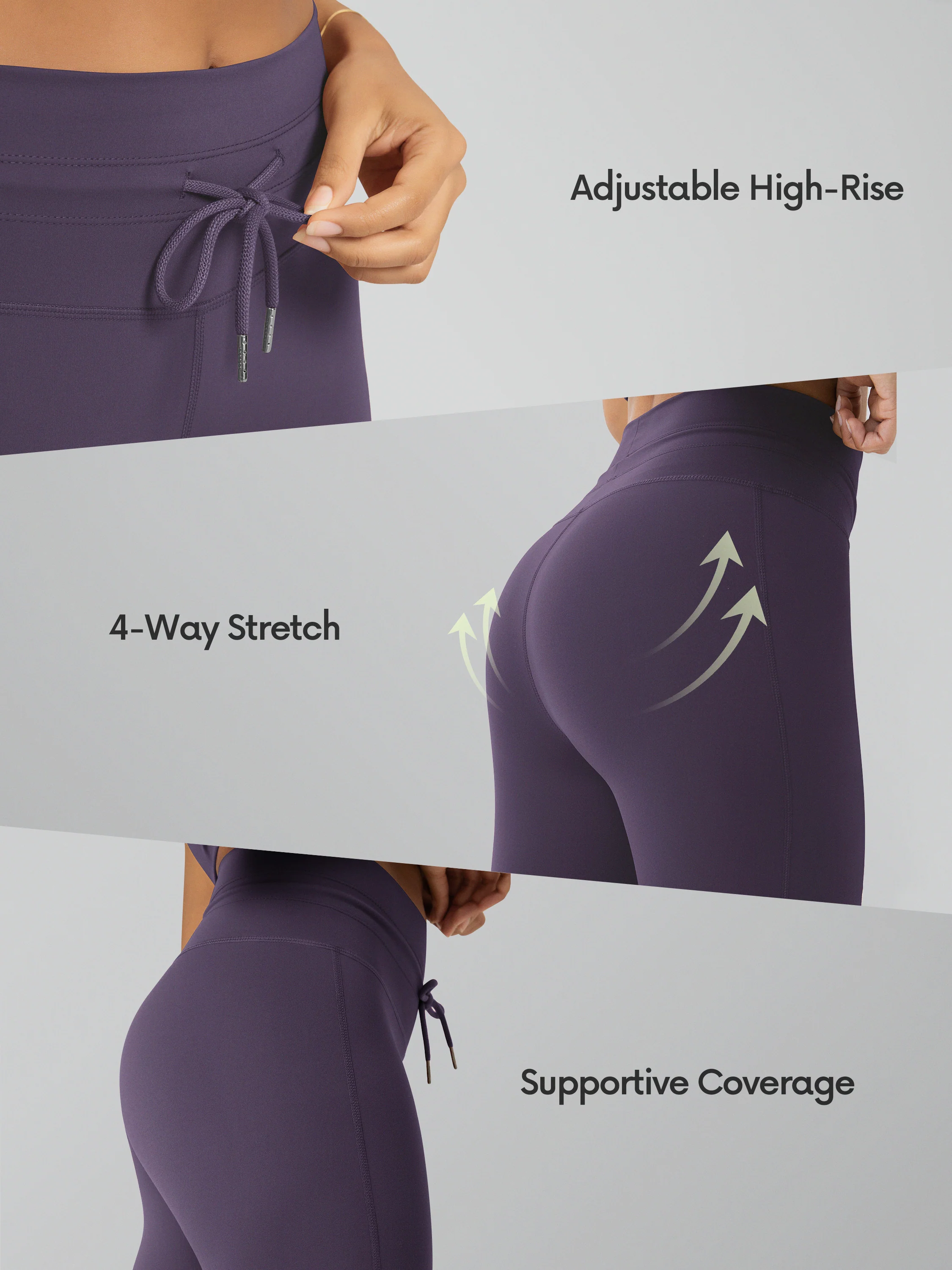 25" High Waist Workout Yoga Pants with Drawstring Tie - Image 33