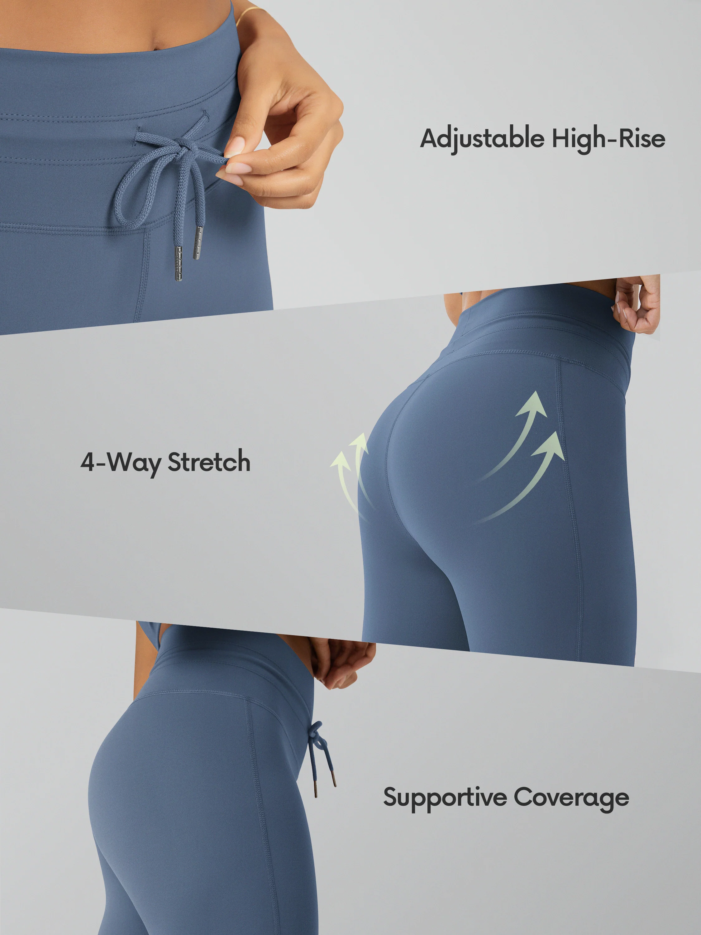 25" High Waist Workout Yoga Pants with Drawstring Tie - Image 48