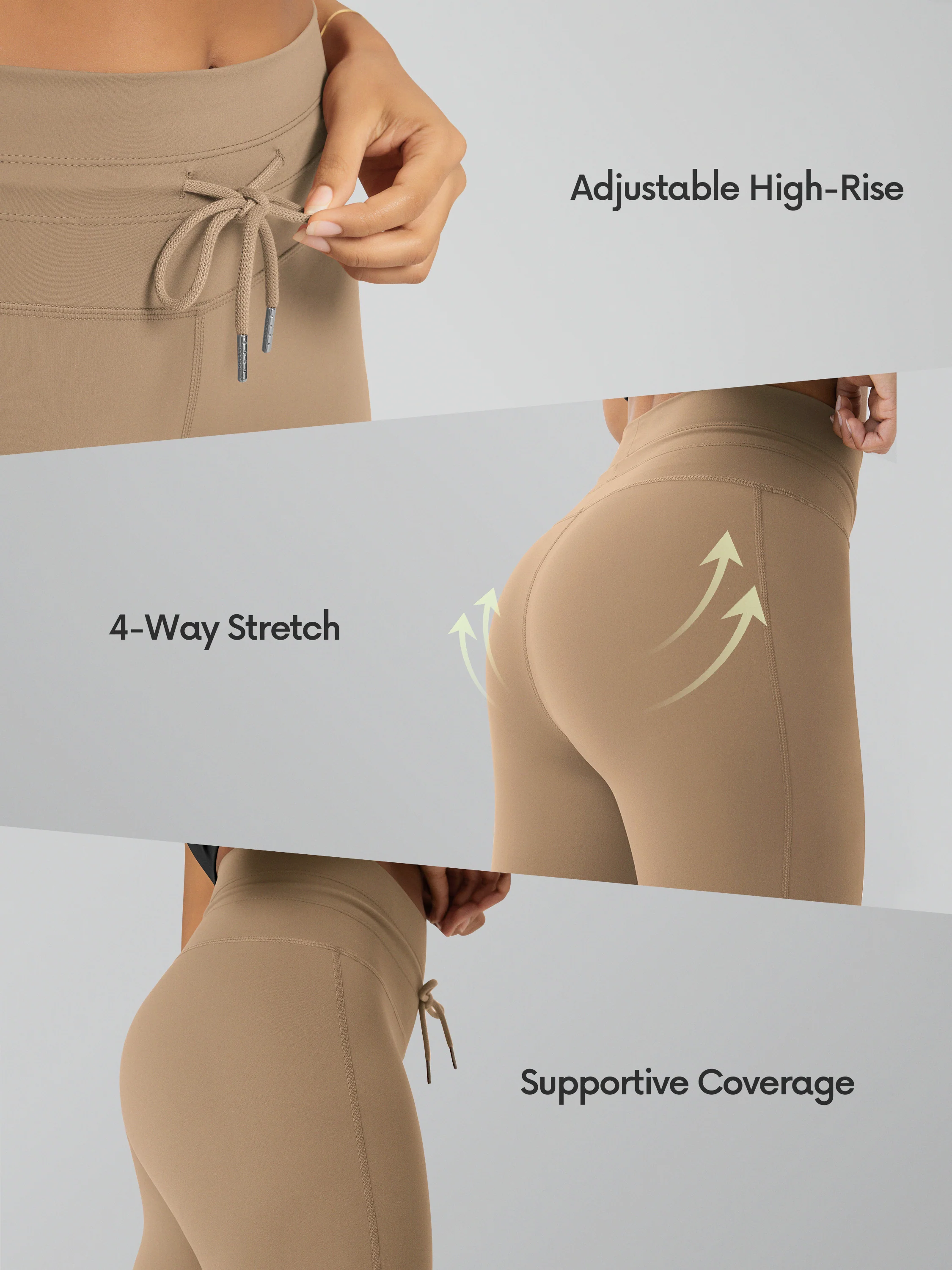 25" High Waist Workout Yoga Pants with Drawstring Tie - Image 53