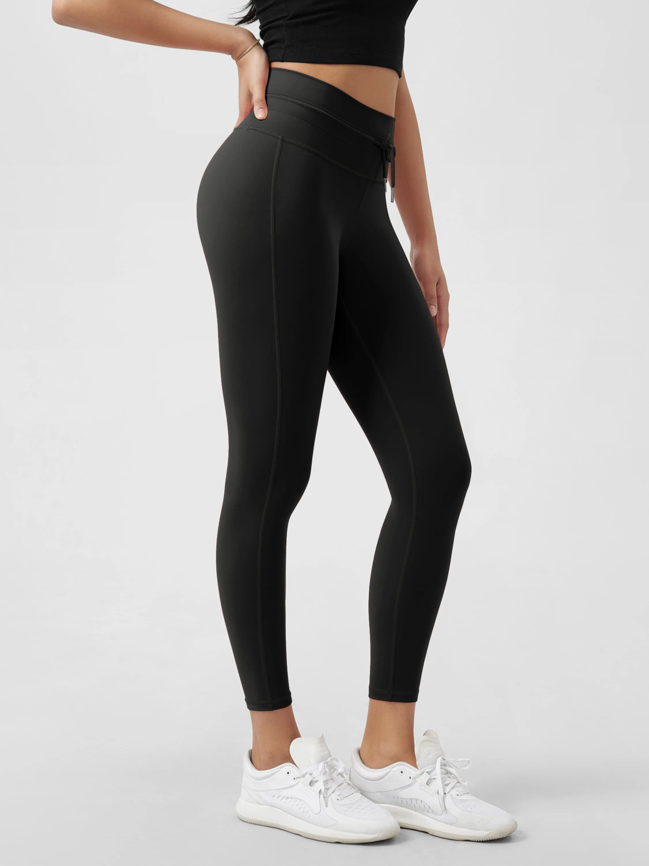 25" High Waist Workout Yoga Pants with Drawstring Tie - Image 6