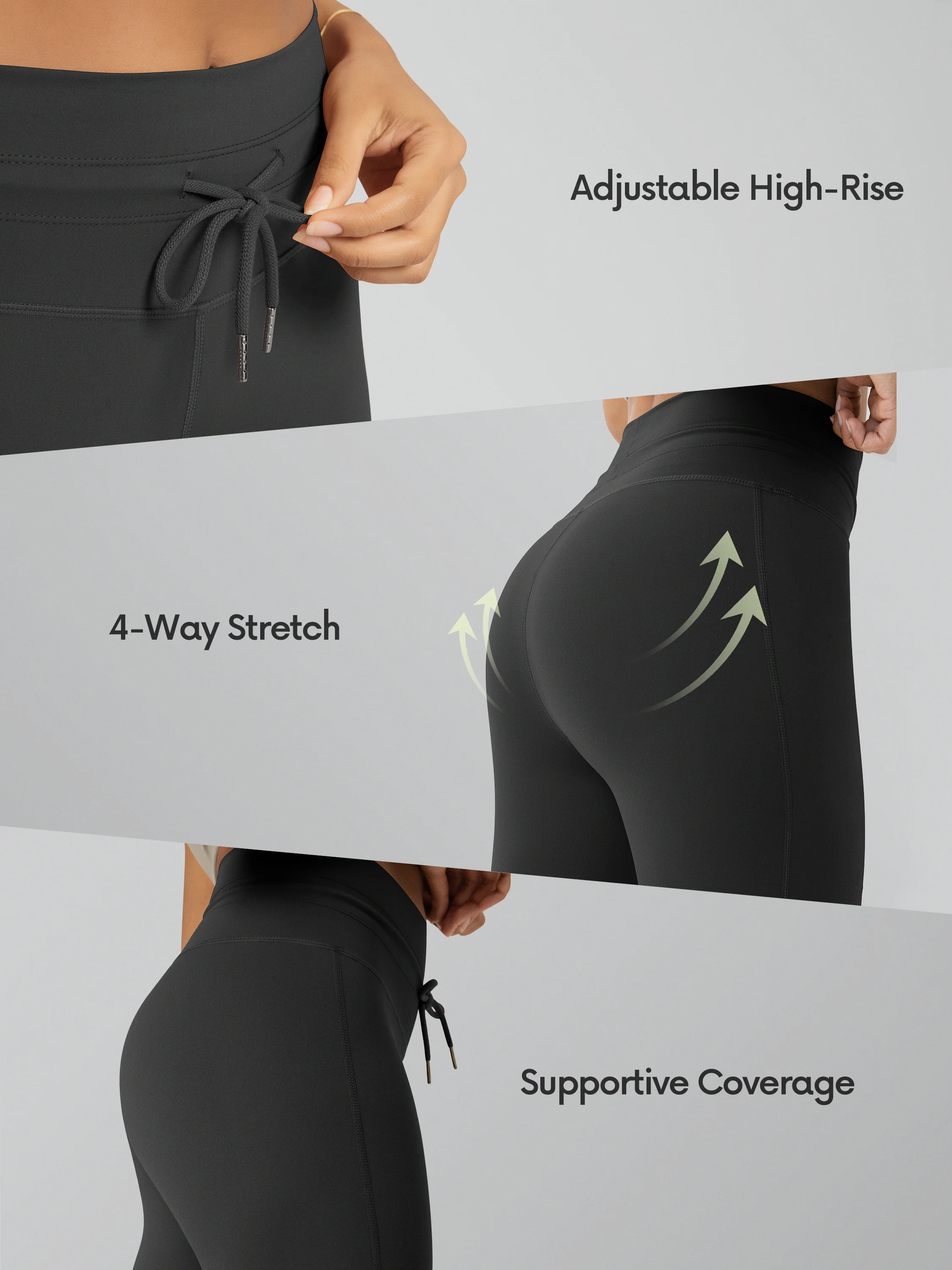 25" High Waist Workout Yoga Pants with Drawstring Tie - Image 63