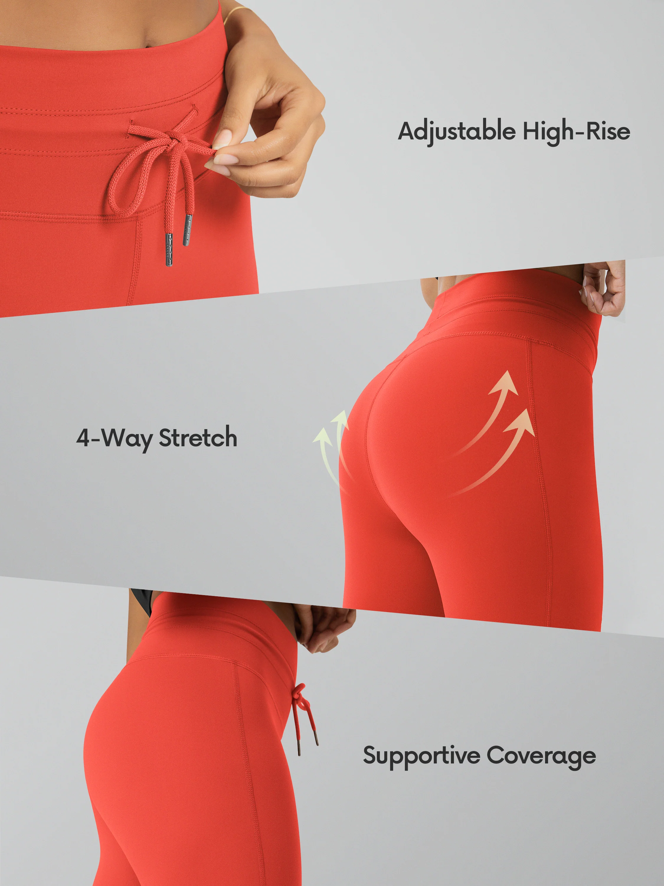 25" High Waist Workout Yoga Pants with Drawstring Tie - Image 68