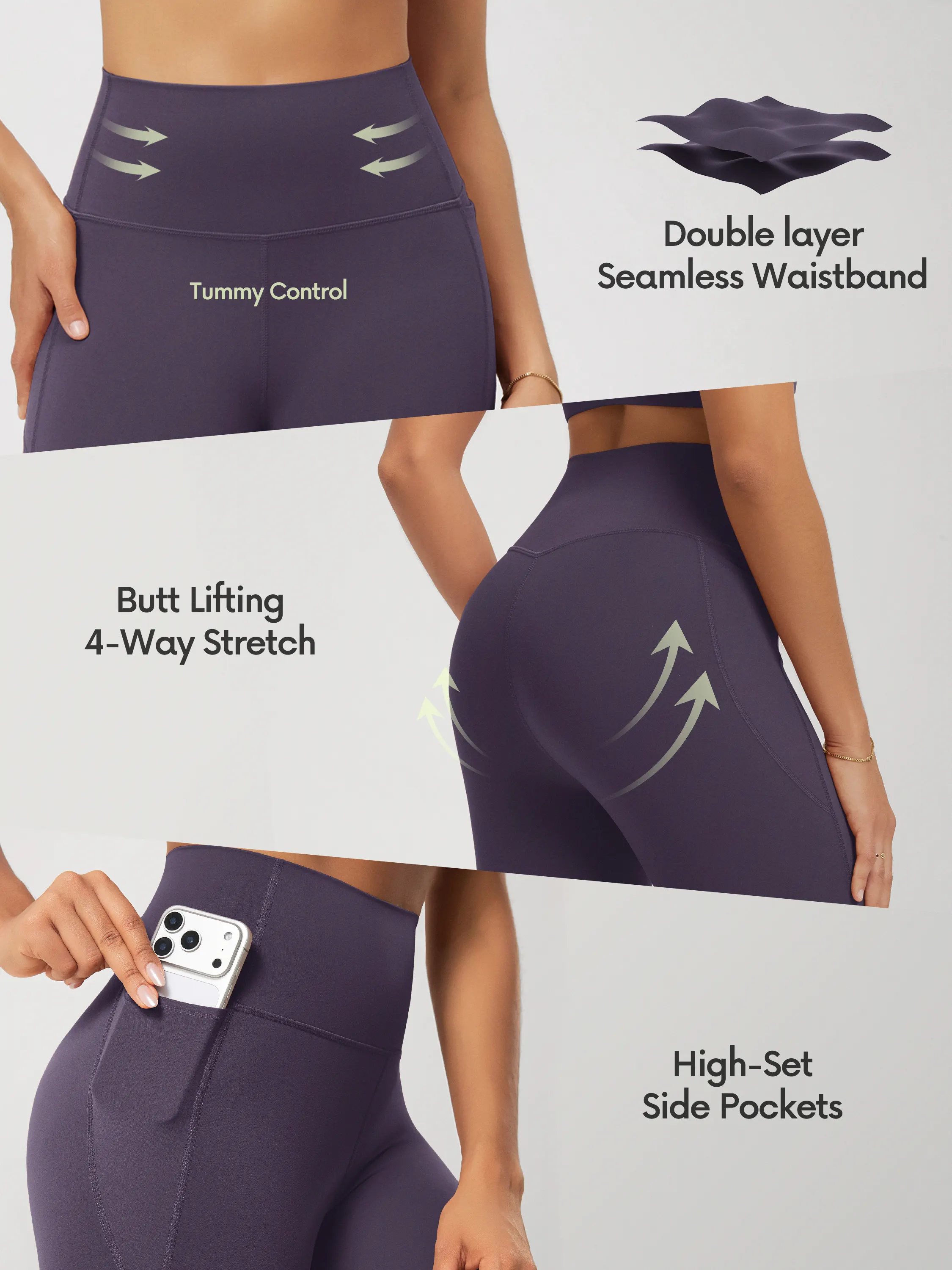 25" Tummy Control Compression Leggings with High-Positioned Pockets - Image 25