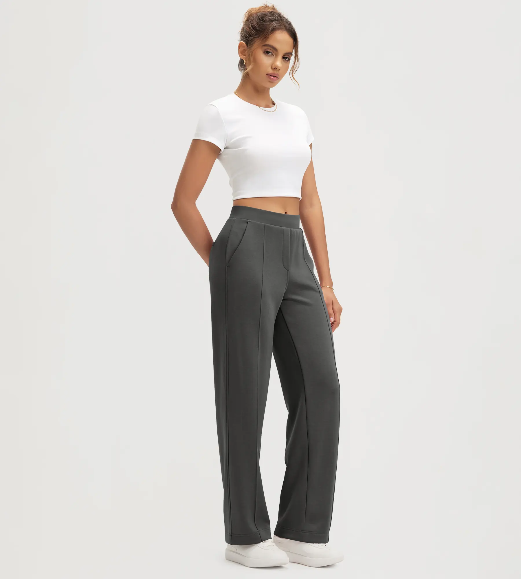 31" Modal Soft Classic Mid Rise Pants with Pockets - Image 11