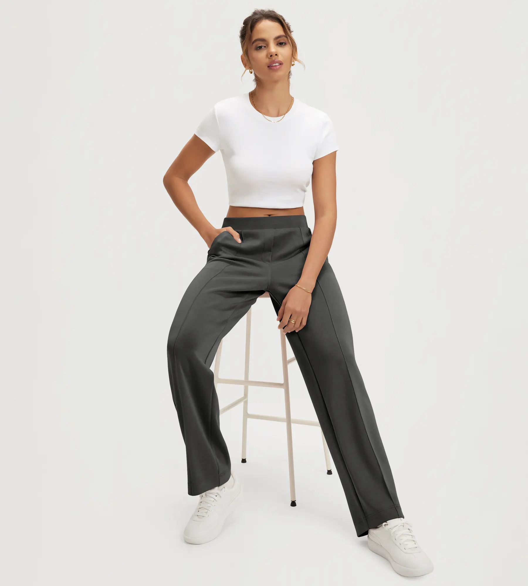 31" Modal Soft Classic Mid Rise Pants with Pockets - Image 14