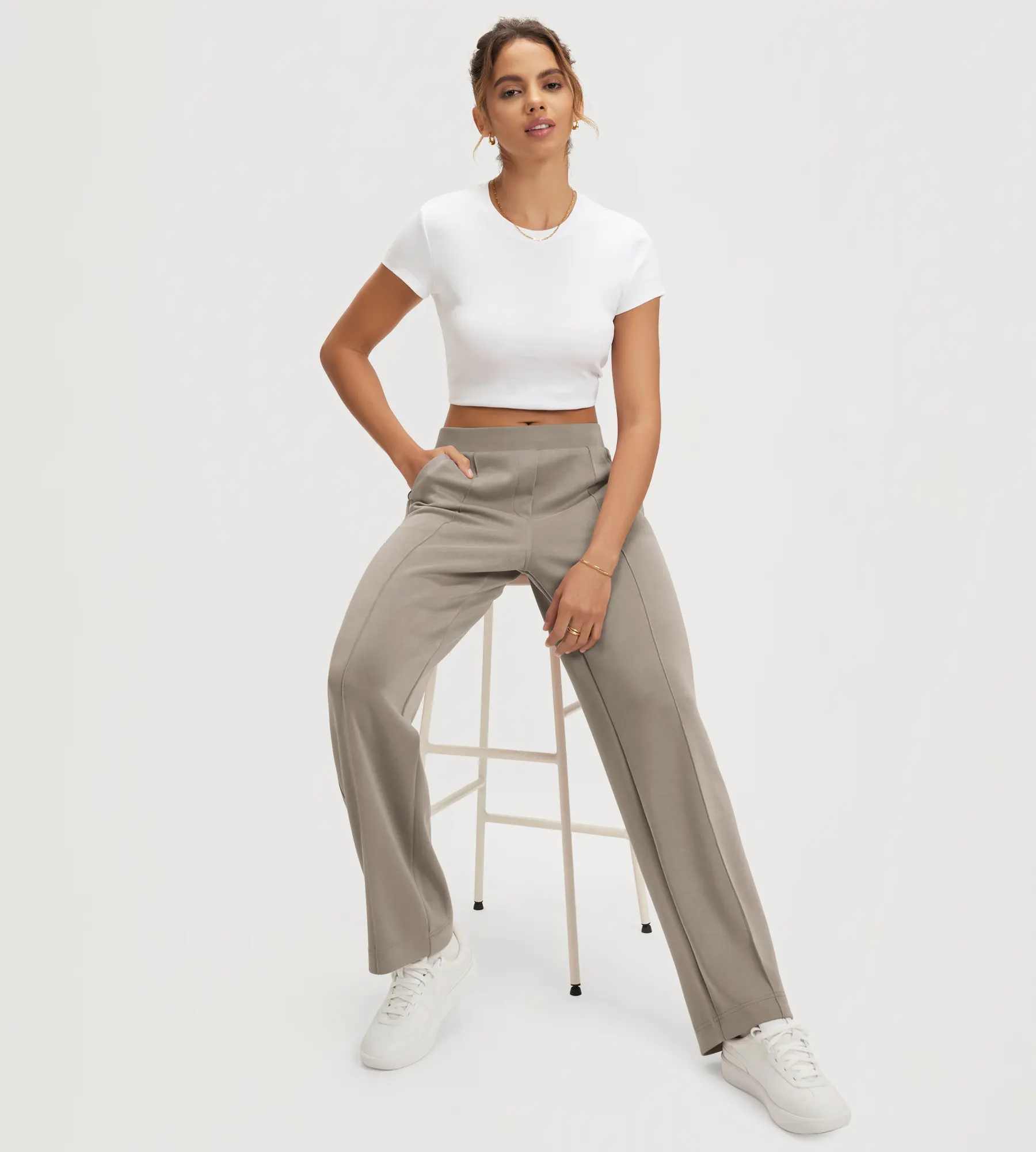 31" Modal Soft Classic Mid Rise Pants with Pockets - Image 4