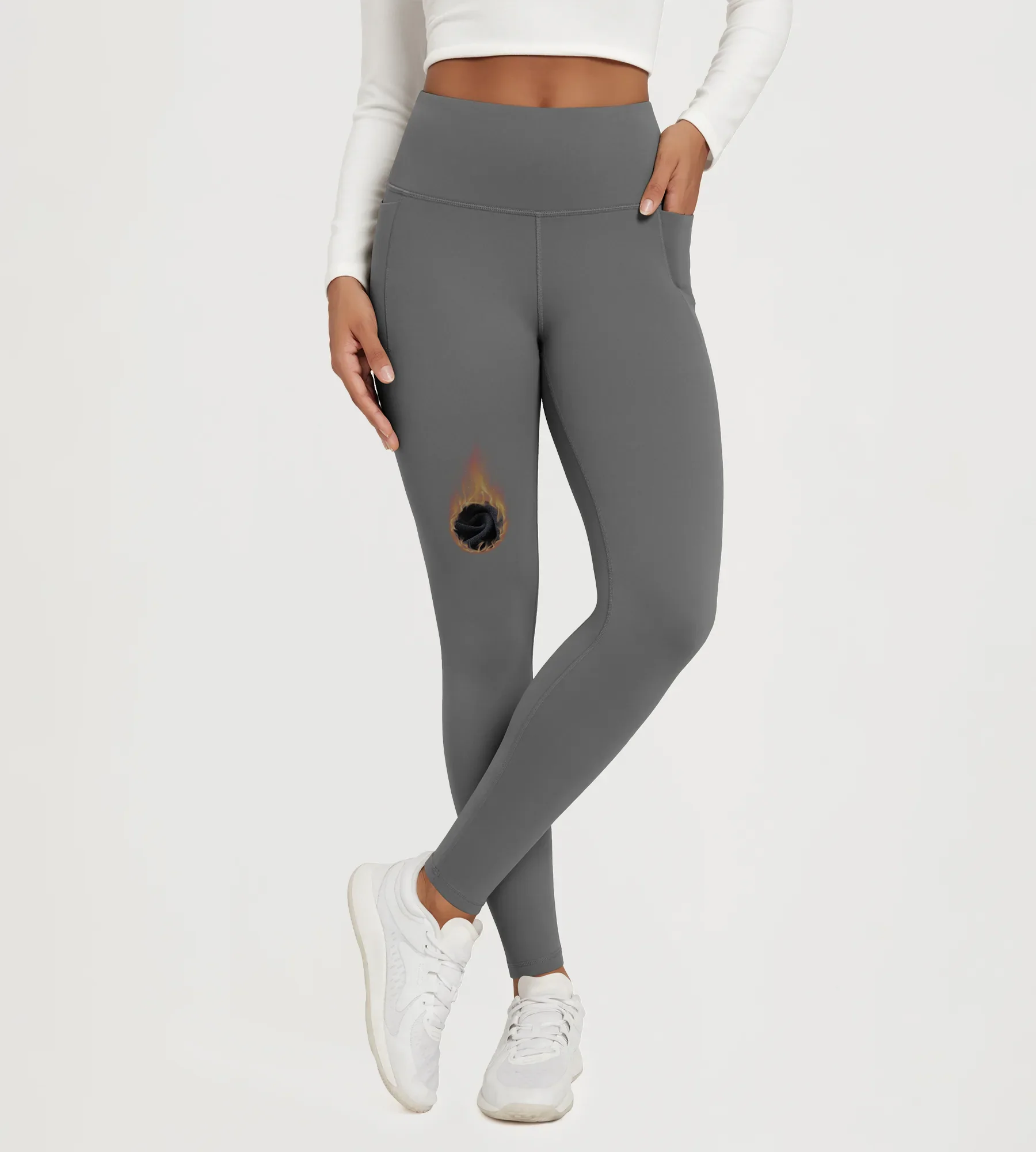 28" Fleece Lined Leggings with Pockets - Image 16
