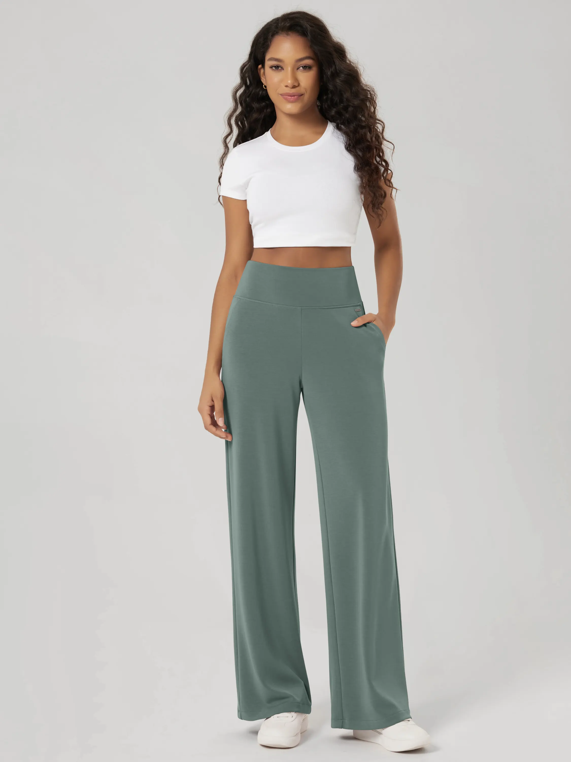 29" Modal Soft Adjustable Wide Leg Pants with Pockets - Image 37