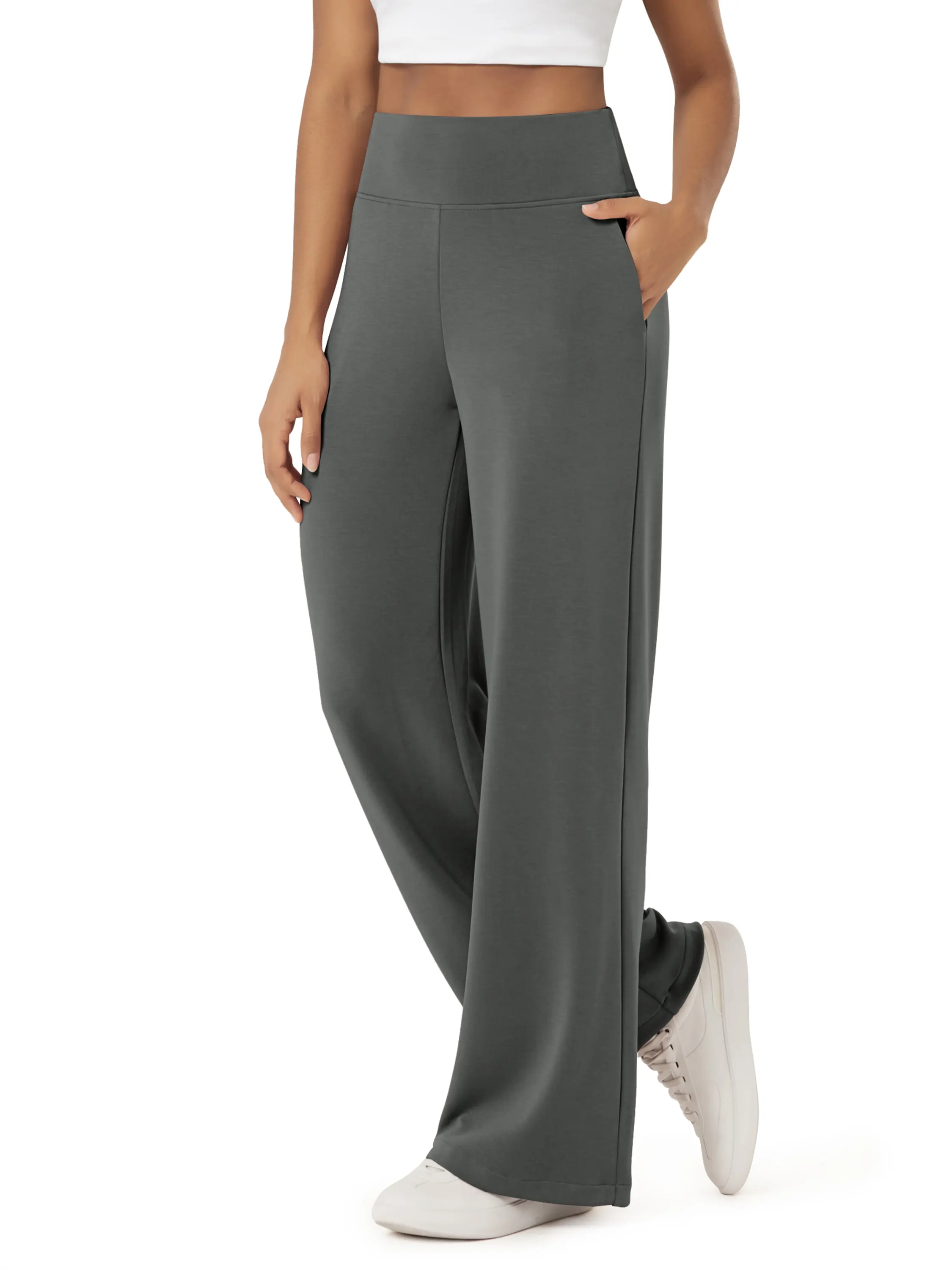 29" Modal Soft Adjustable Wide Leg Pants with Pockets - Image 6