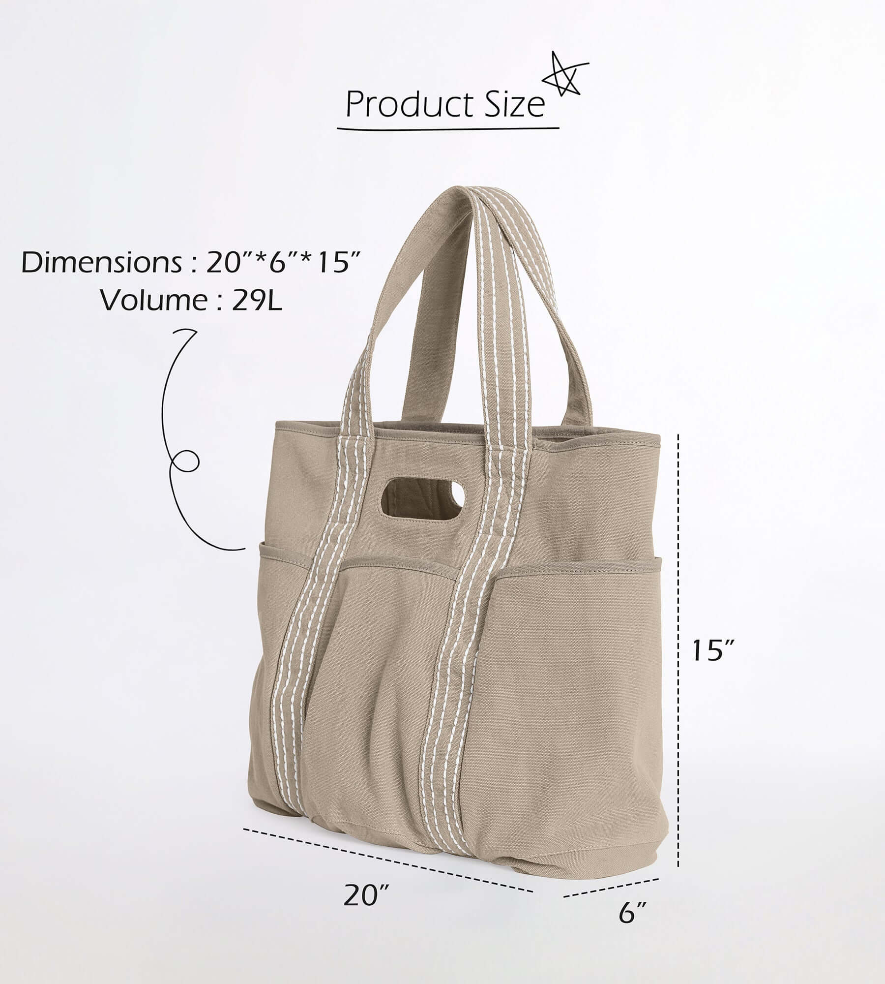 29L Oversized Canvas Tote Large Capacity Open Top Shoulder Bag - Image 42