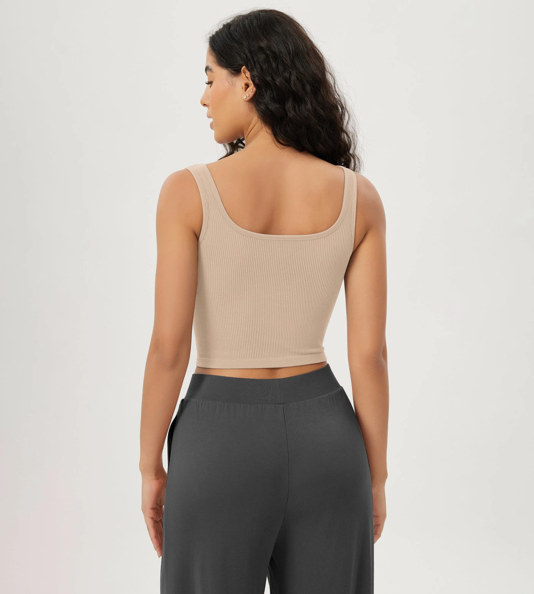 3-Pack Long Crop Length Seamless Square Neck Ribbed Knit Tank - Image 9