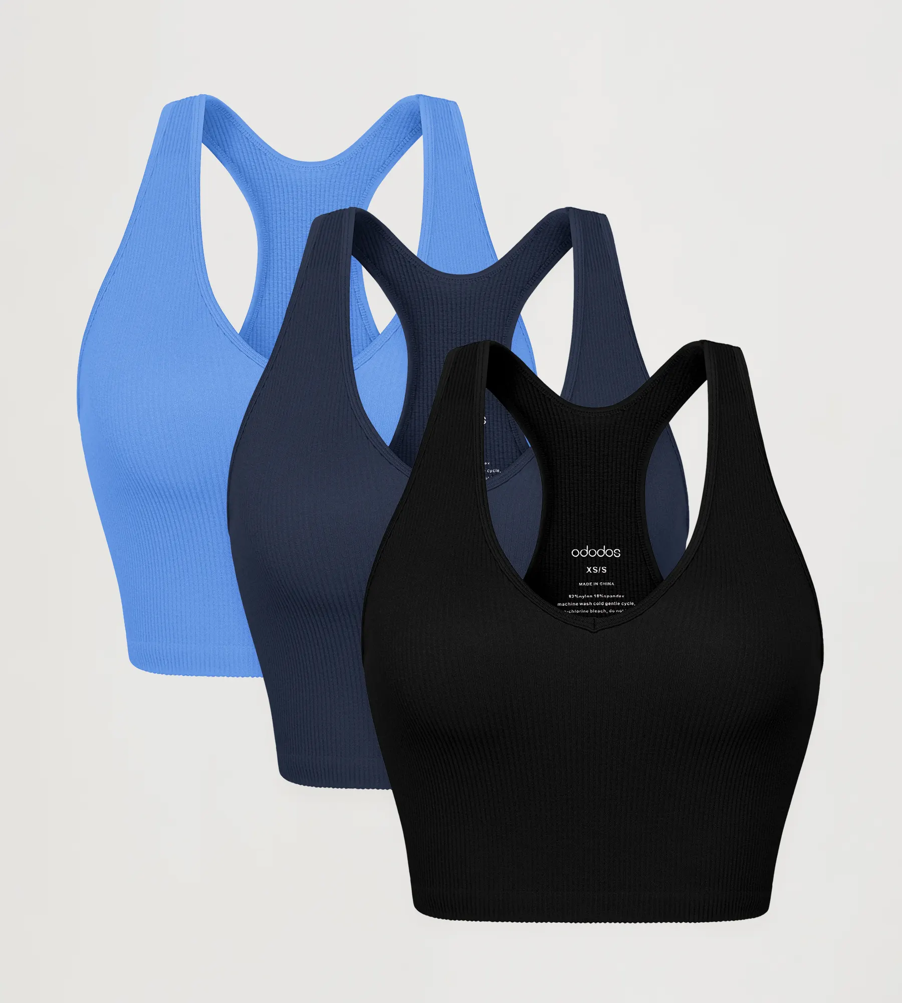 ODODOS 3-Pack Seamless Racerback Crop Tank Tops - Image 16