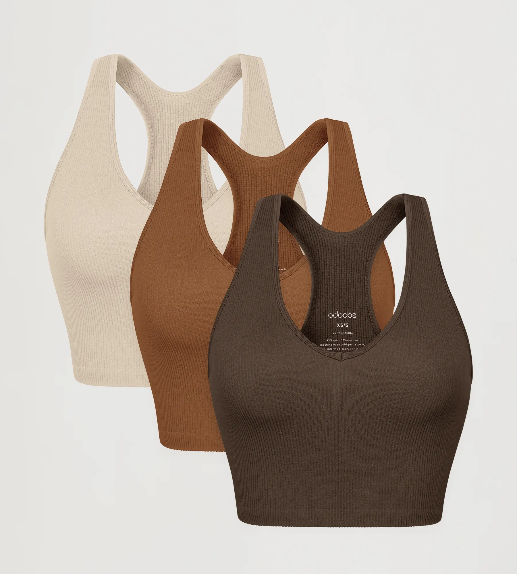 ODODOS 3-Pack Seamless Racerback Crop Tank Tops - Image 21
