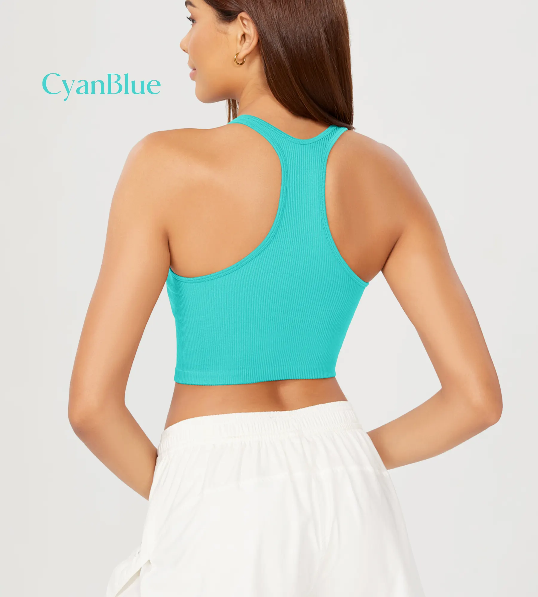 ODODOS 3-Pack Seamless Racerback Crop Tank Tops - Image 4
