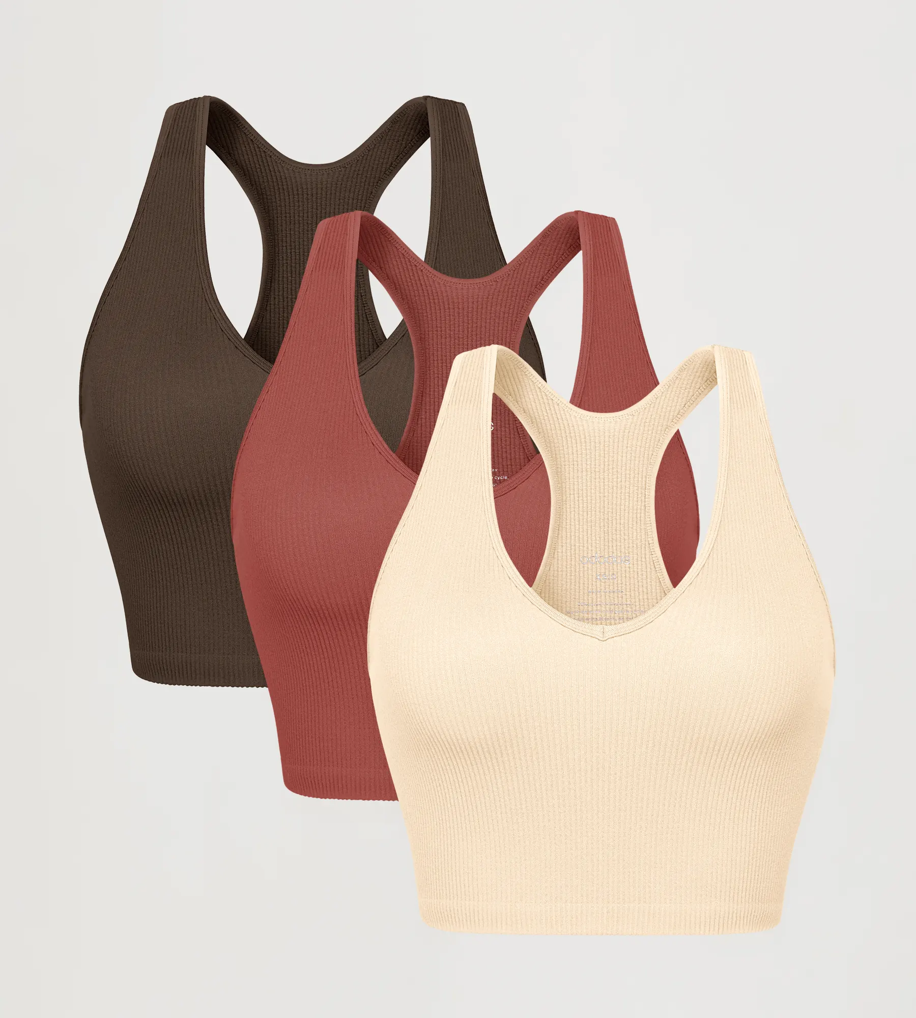 ODODOS 3-Pack Seamless Racerback Crop Tank Tops - Image 51
