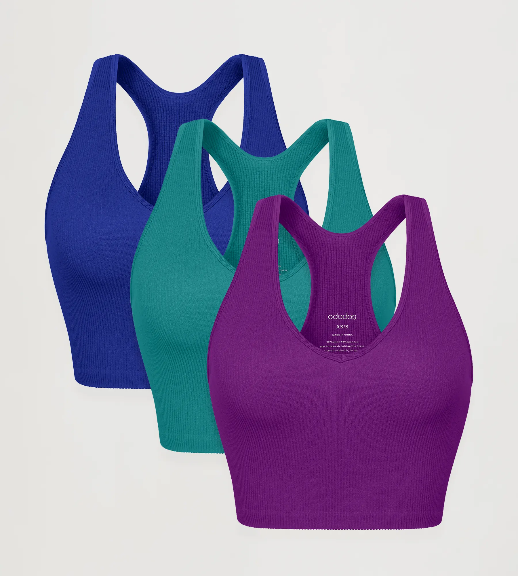 ODODOS 3-Pack Seamless Racerback Crop Tank Tops - Image 56