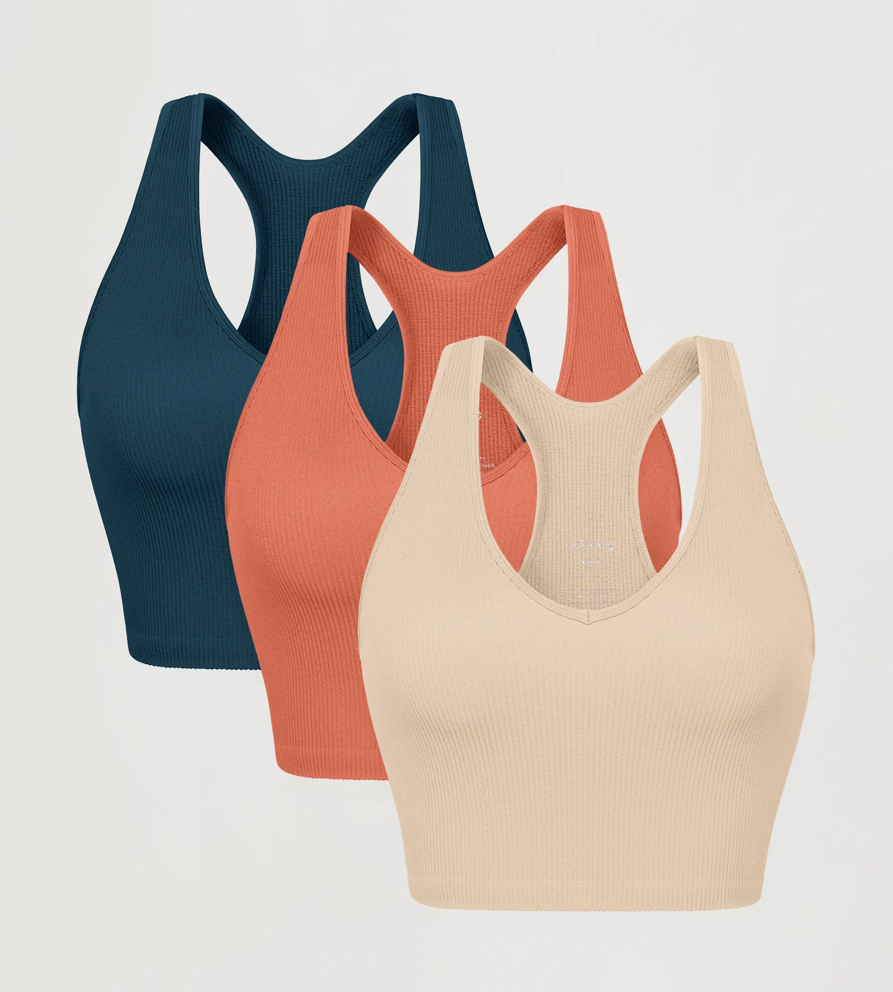 ODODOS 3-Pack Seamless Racerback Crop Tank Tops - Image 6
