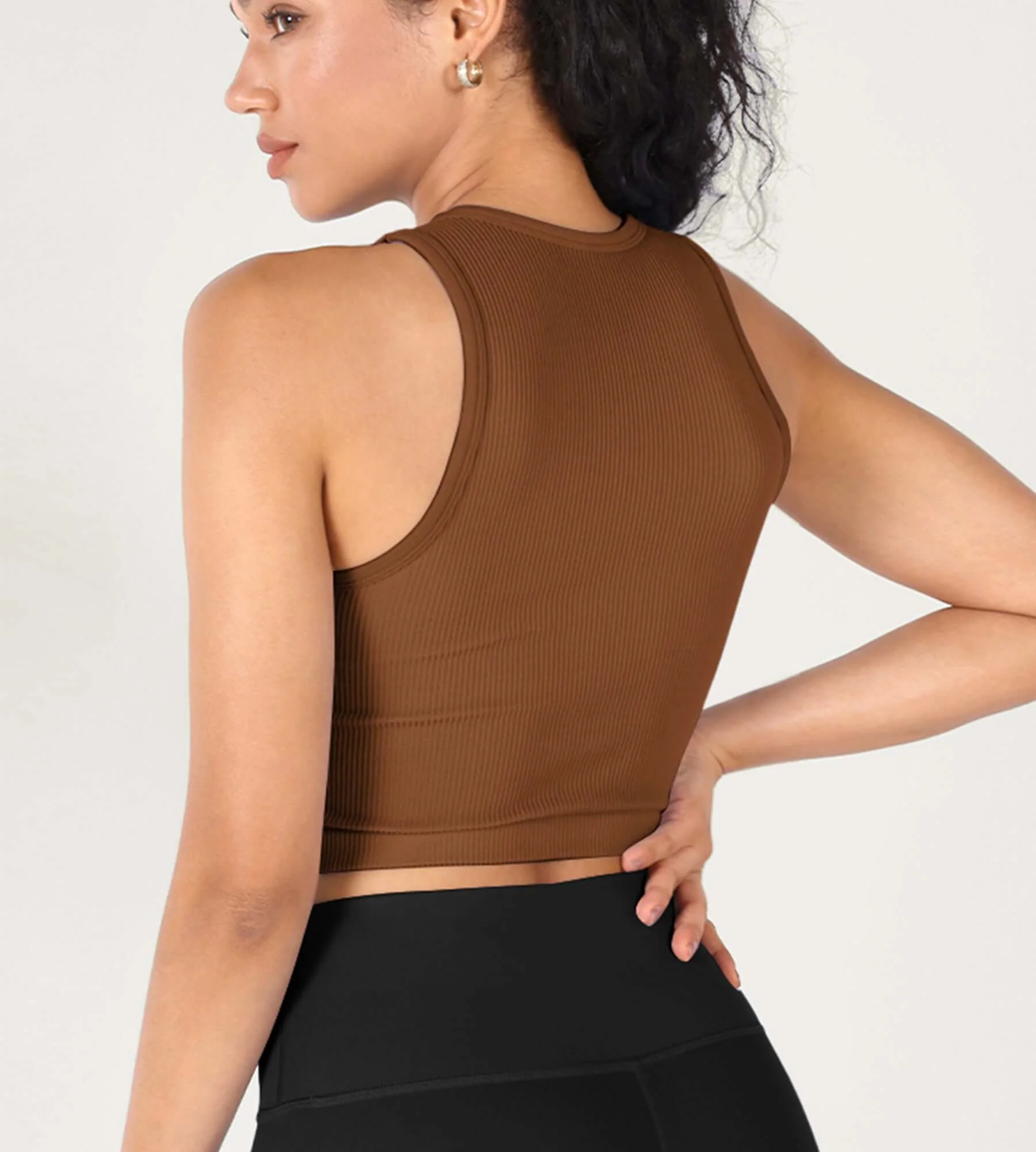 3-Pack Seamless Ribbed High Neck Cropped Tank Tops - Image 23