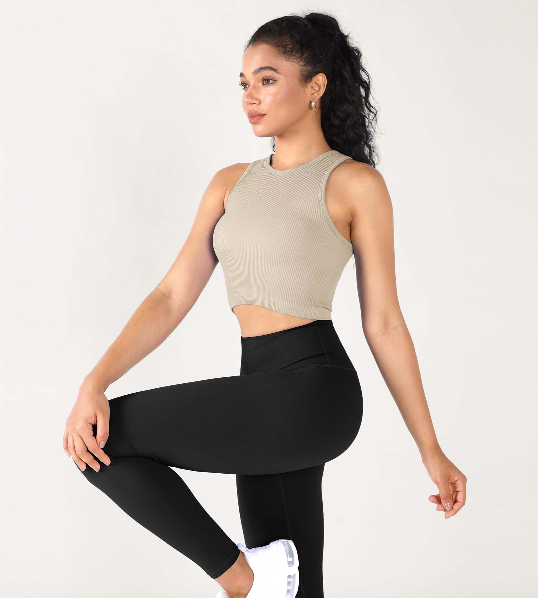 3-Pack Seamless Ribbed High Neck Cropped Tank Tops - Image 24