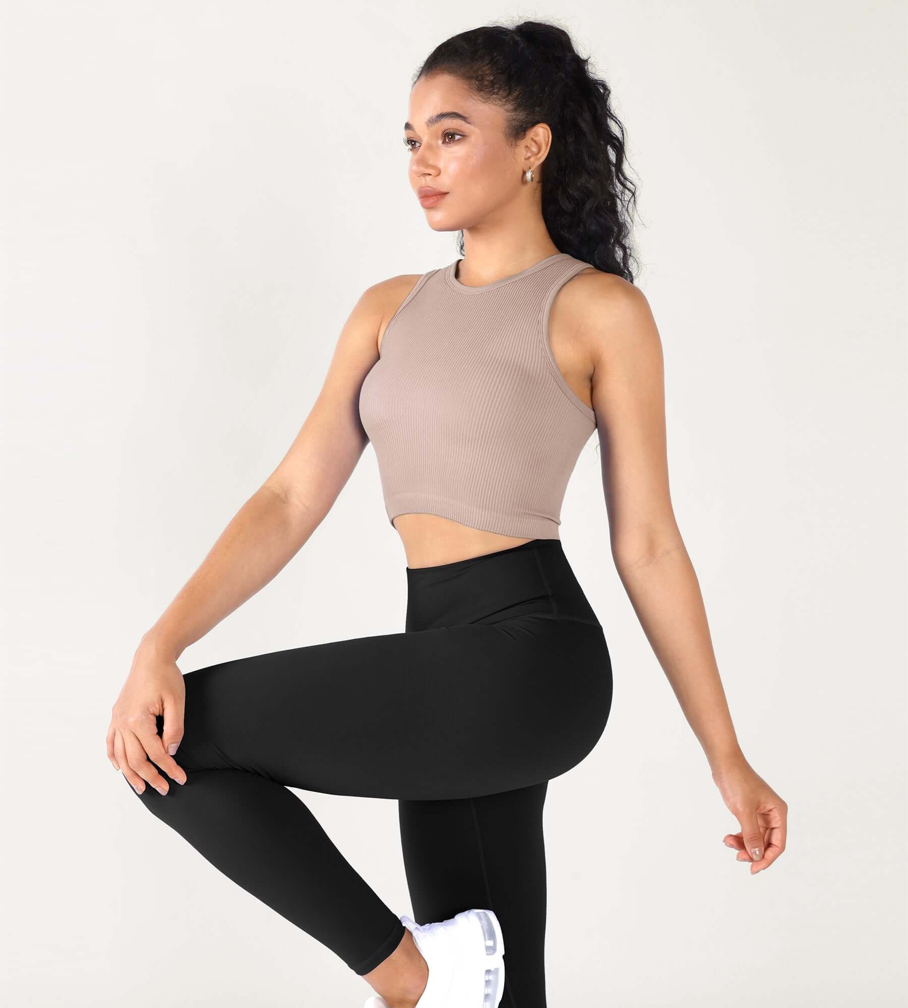 3-Pack Seamless Ribbed High Neck Cropped Tank Tops - Image 34