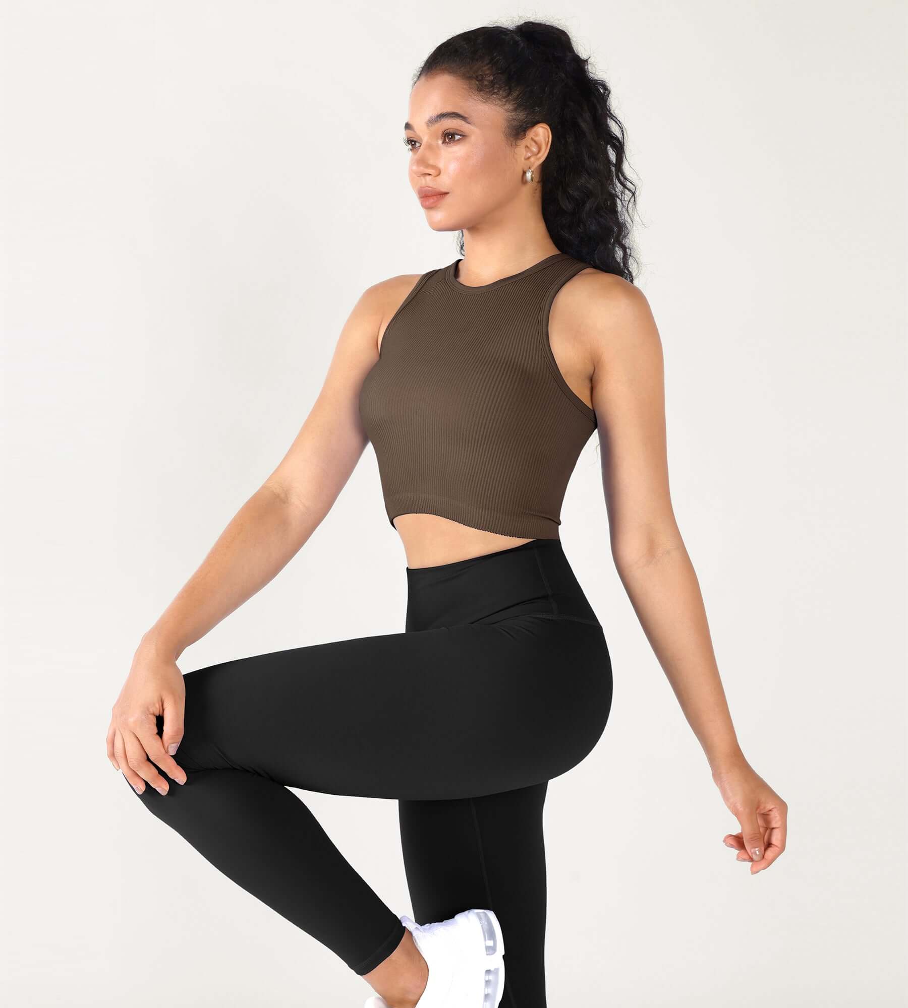 3-Pack Seamless Ribbed High Neck Cropped Tank Tops - Image 44