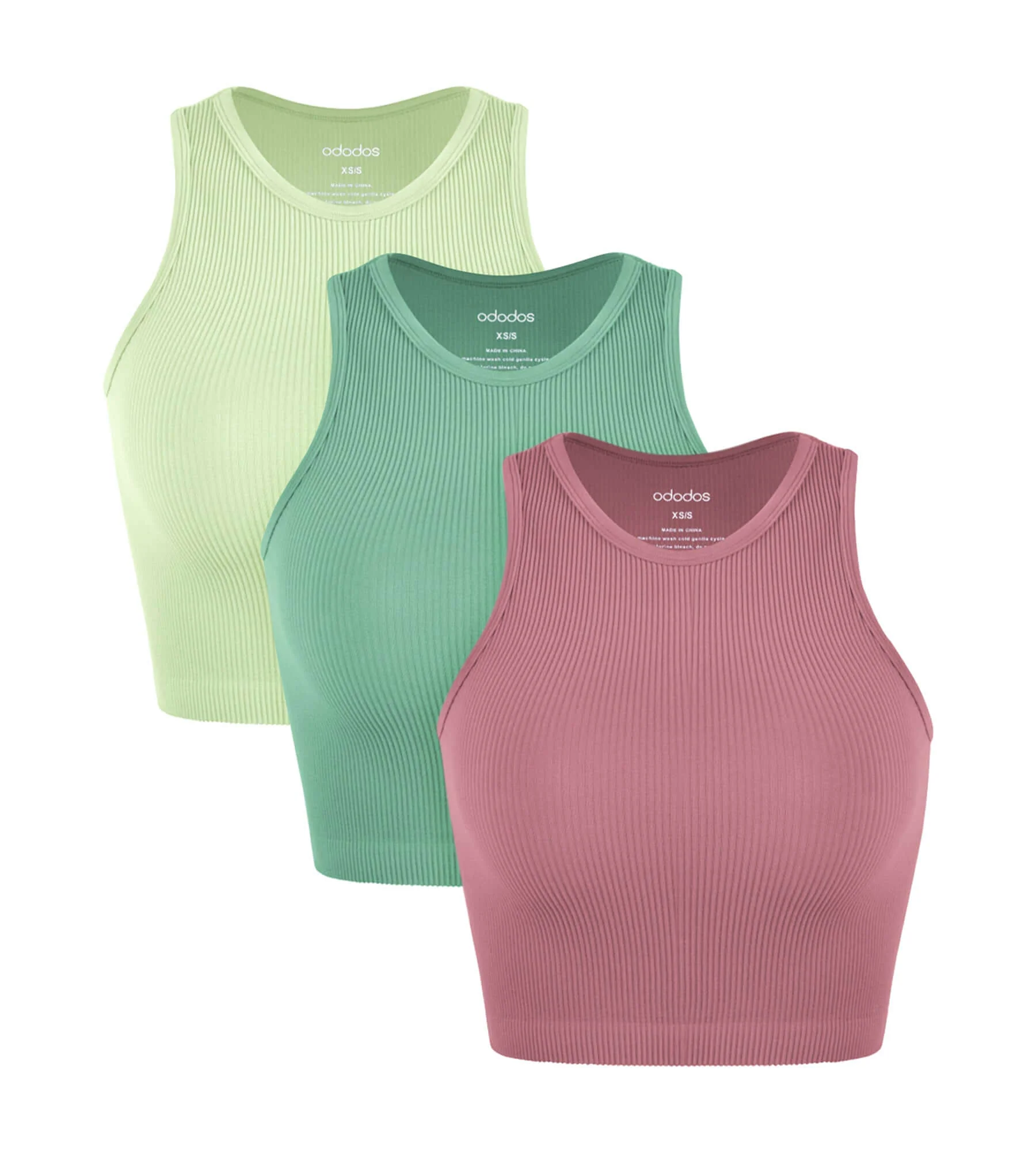 3-Pack Seamless Ribbed High Neck Cropped Tank Tops - Image 56