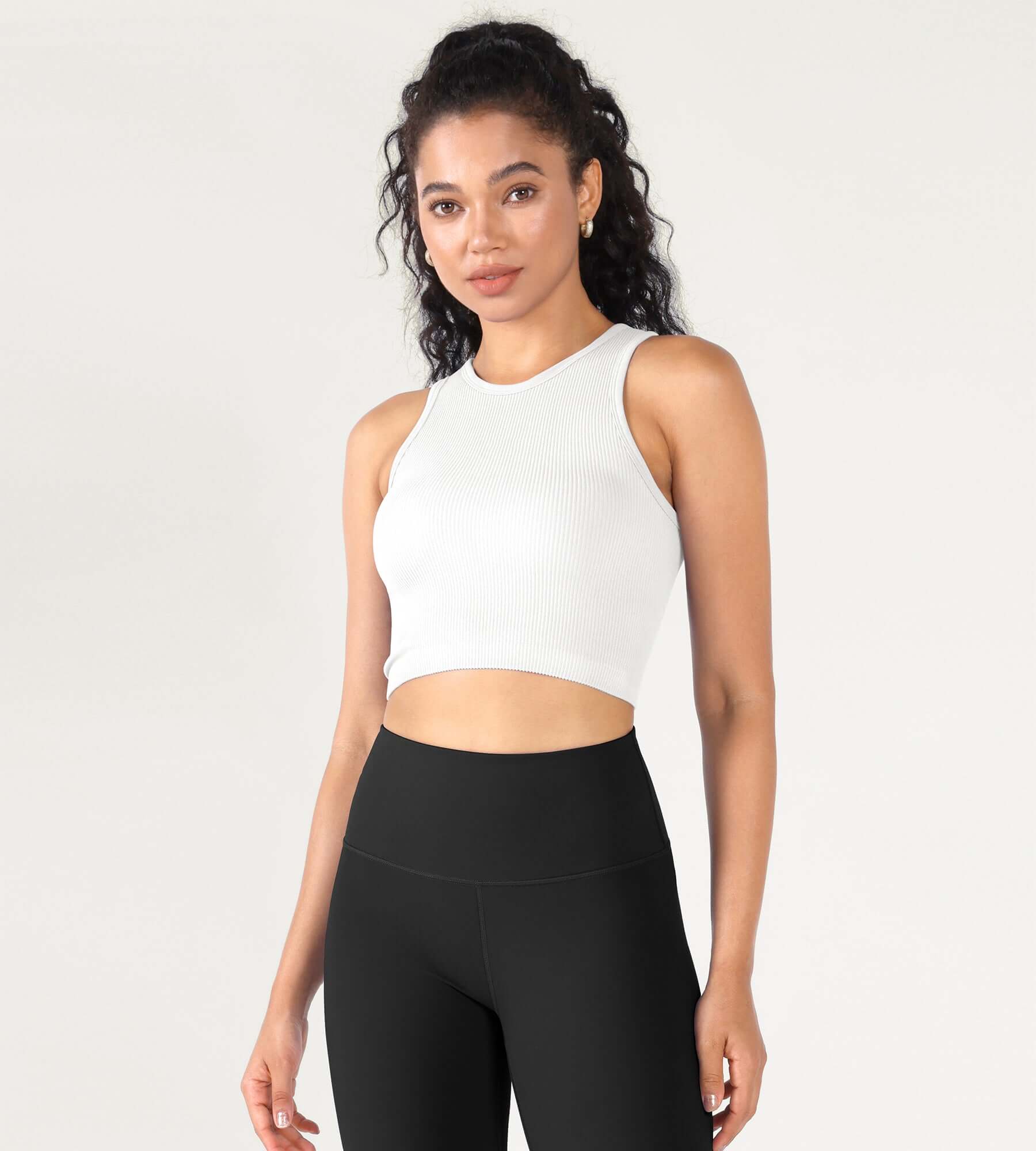 3-Pack Seamless Ribbed High Neck Cropped Tank Tops - Image 62