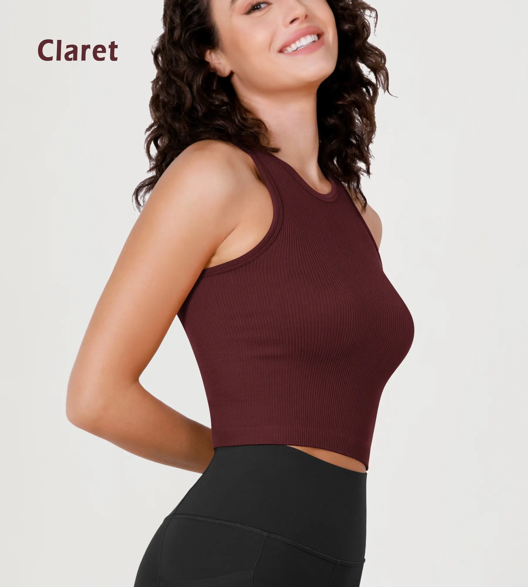 3-Pack Seamless Ribbed High Neck Long Crop Tank Tops - Image 3