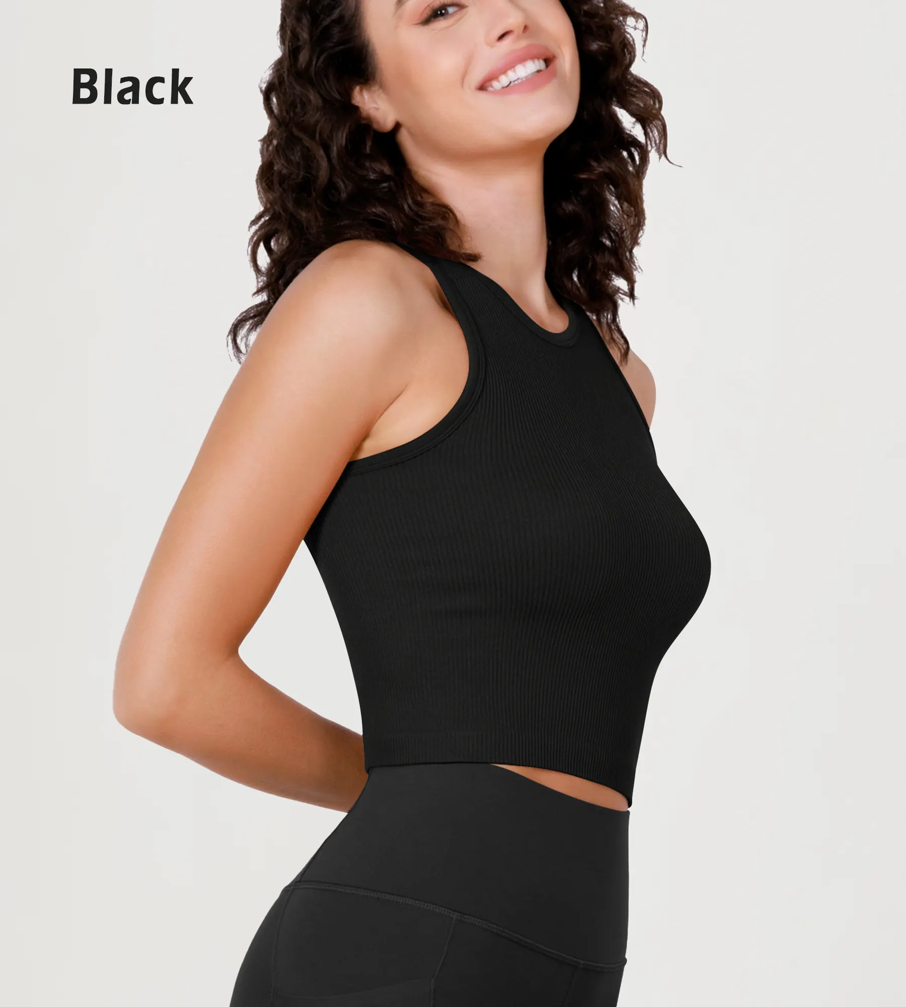 3-Pack Seamless Ribbed High Neck Long Crop Tank Tops - Image 8