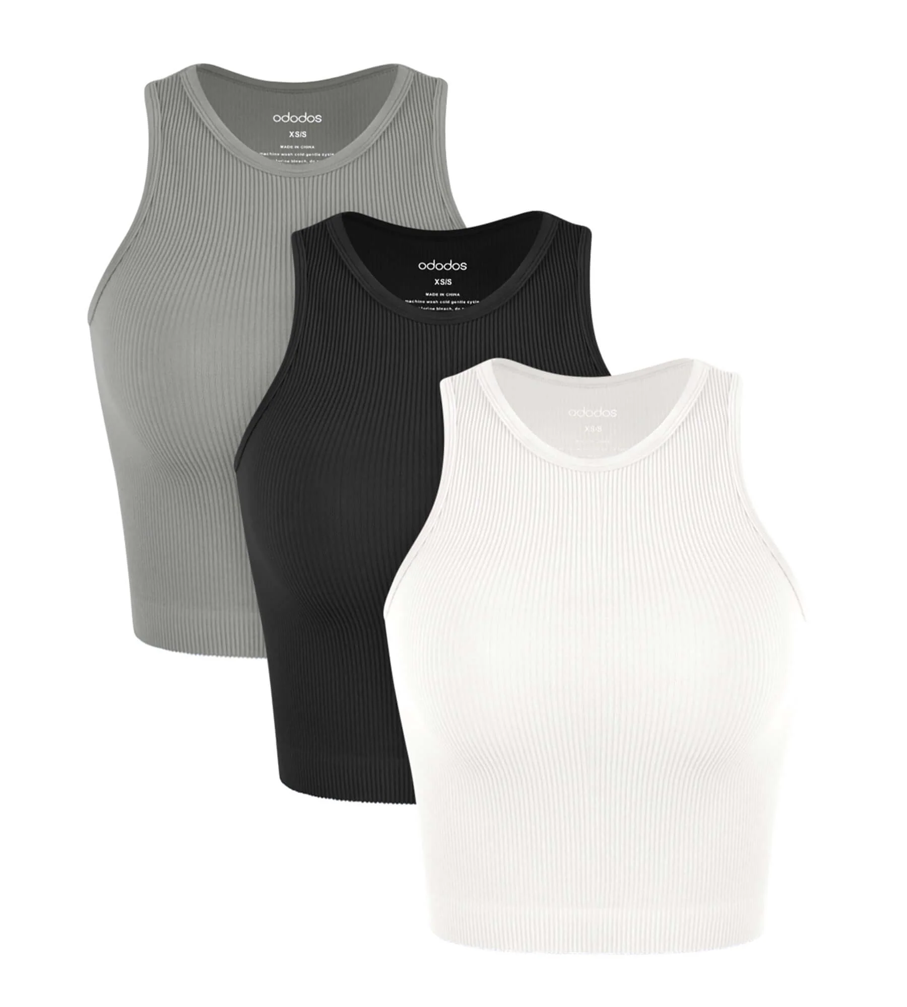 3-Pack Seamless Ribbed High Neck Tank Tops - Image 66