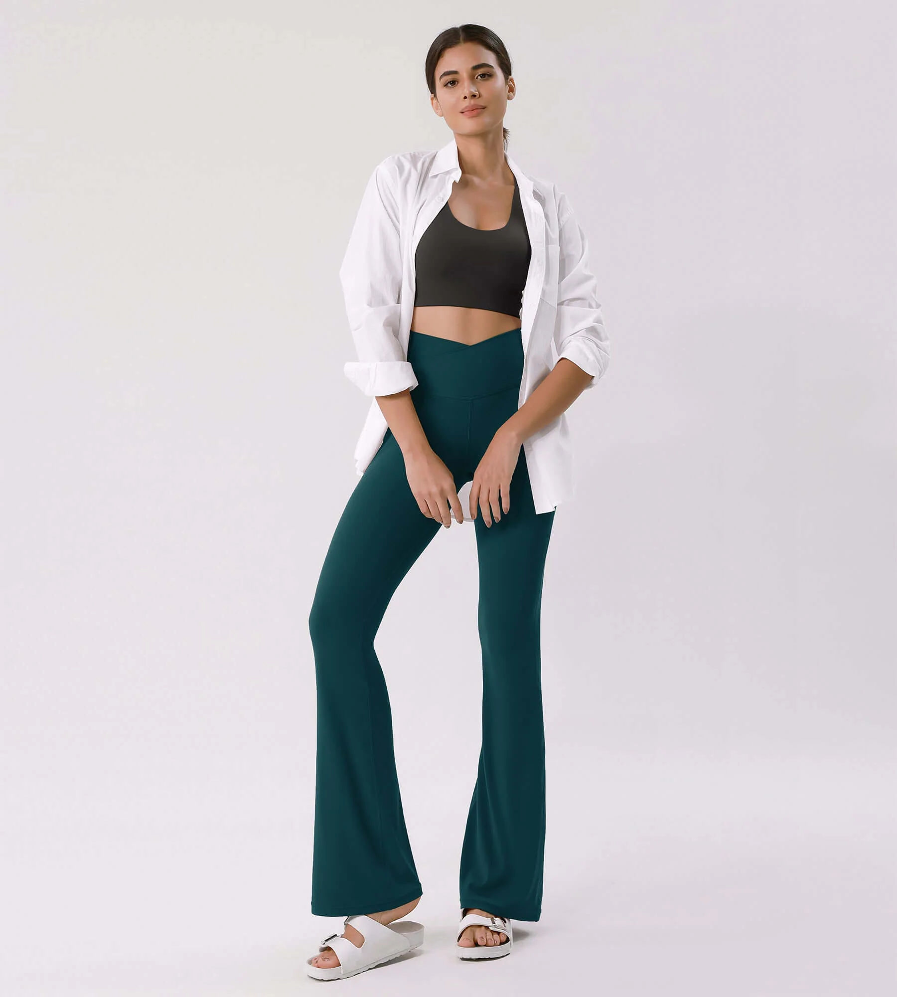 Cloud Feeling 30" Crossover High Waist Flared Pants - Image 46