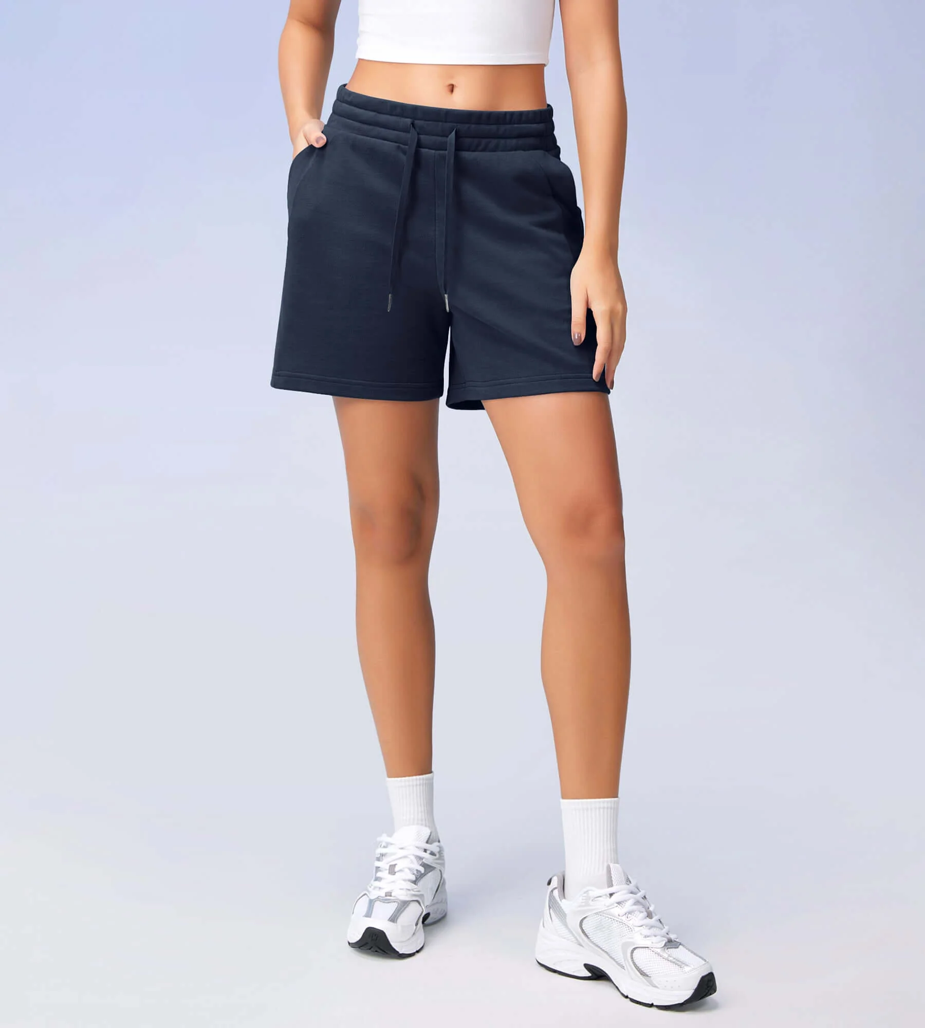 5" Cotton French Terry High Waist Lounge Shorts - Image 15