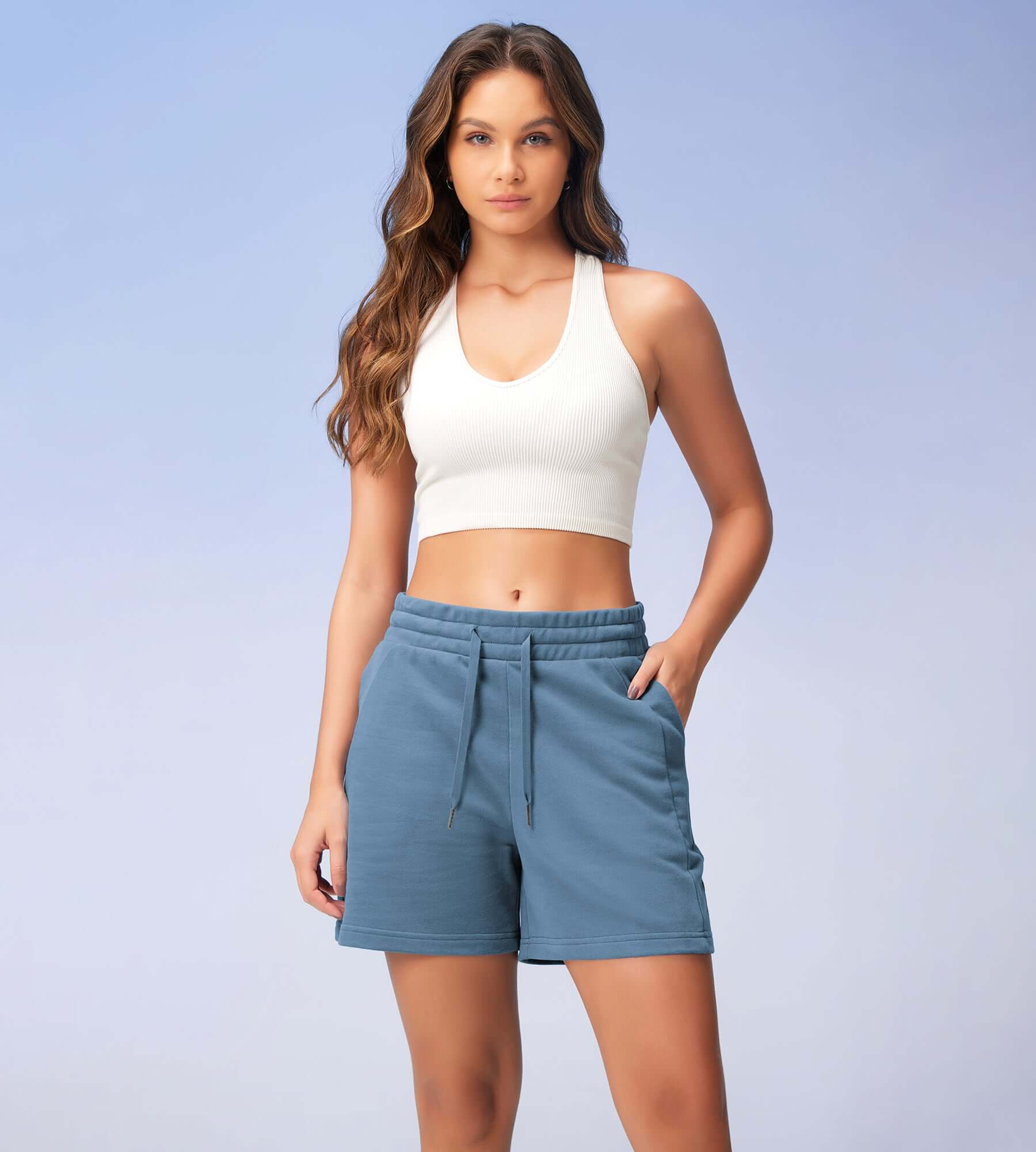 5" Cotton French Terry High Waist Lounge Shorts - Image 18