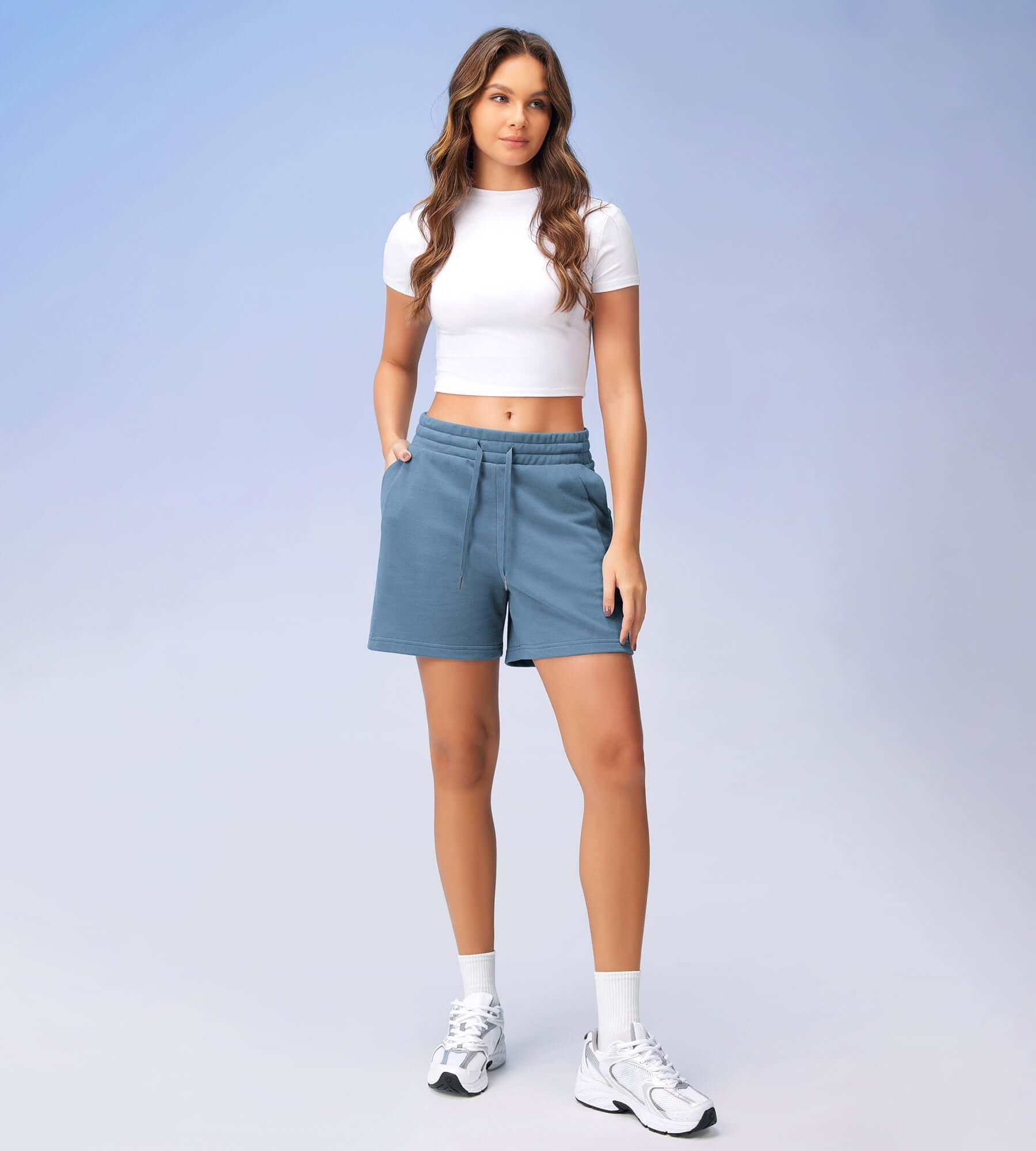 5" Cotton French Terry High Waist Lounge Shorts - Image 19